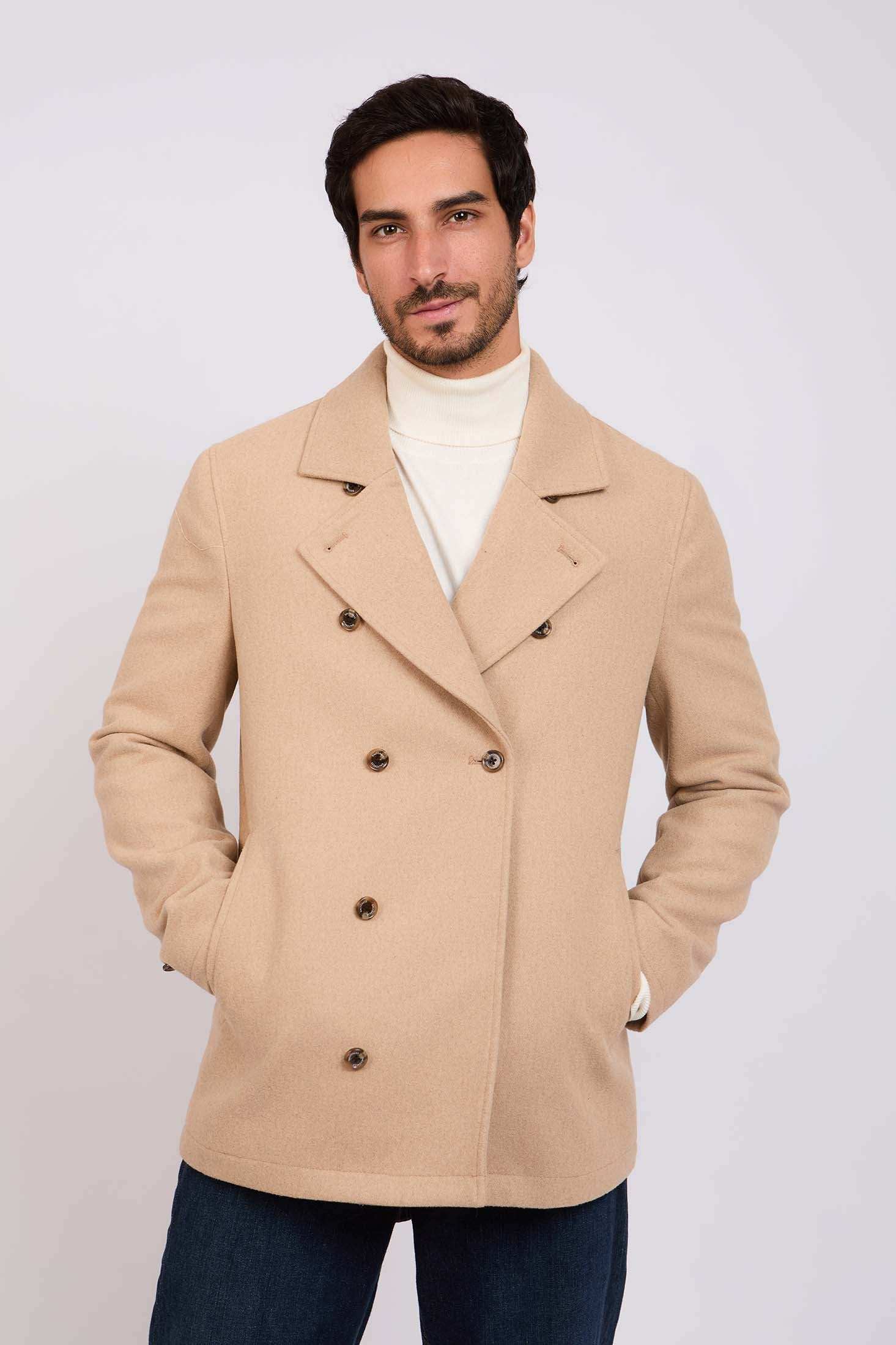 Men Regular Fit Coat Brown