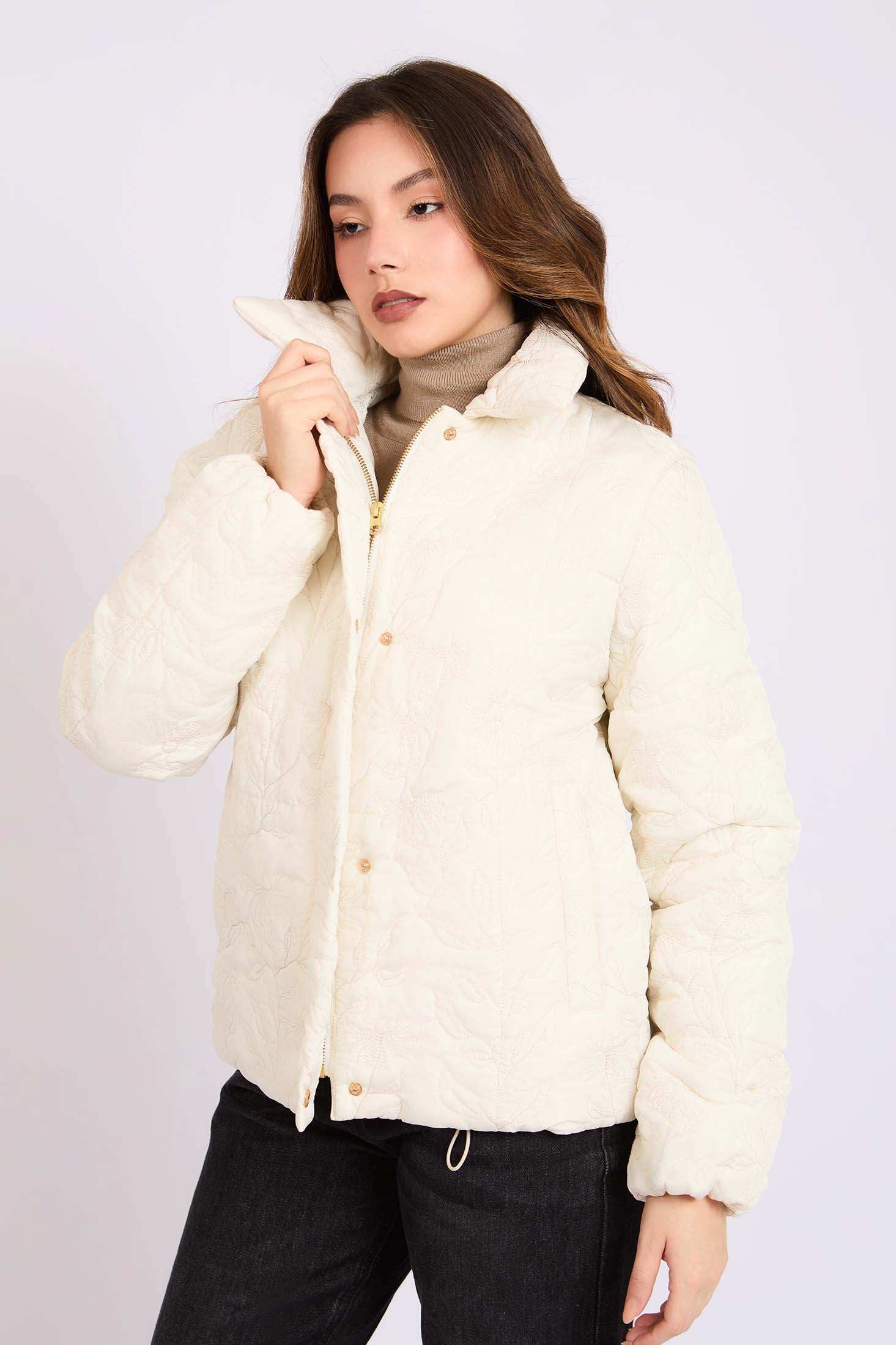Women Regular Fit Jacket Off White