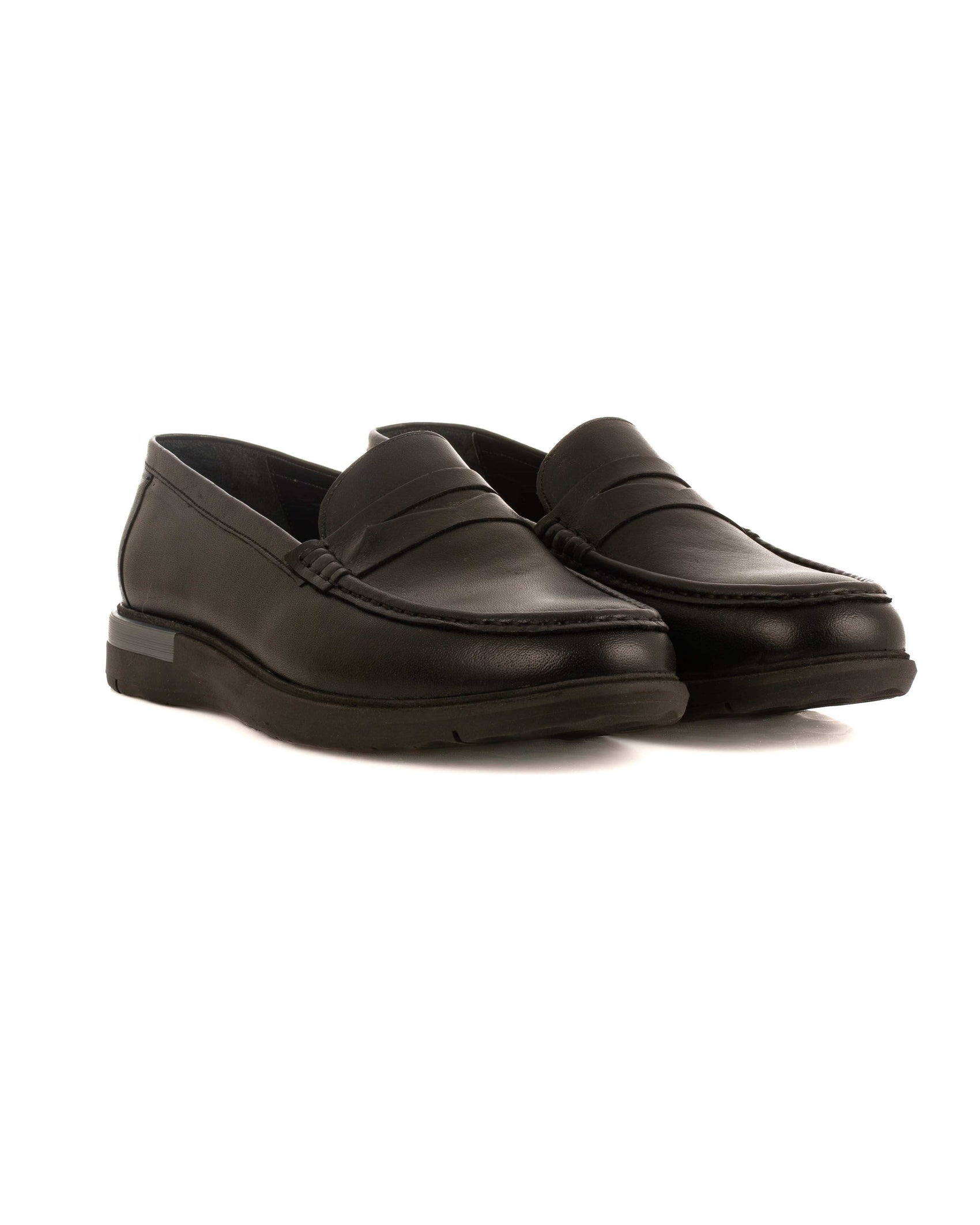 Solid Leather Slip On Shoes