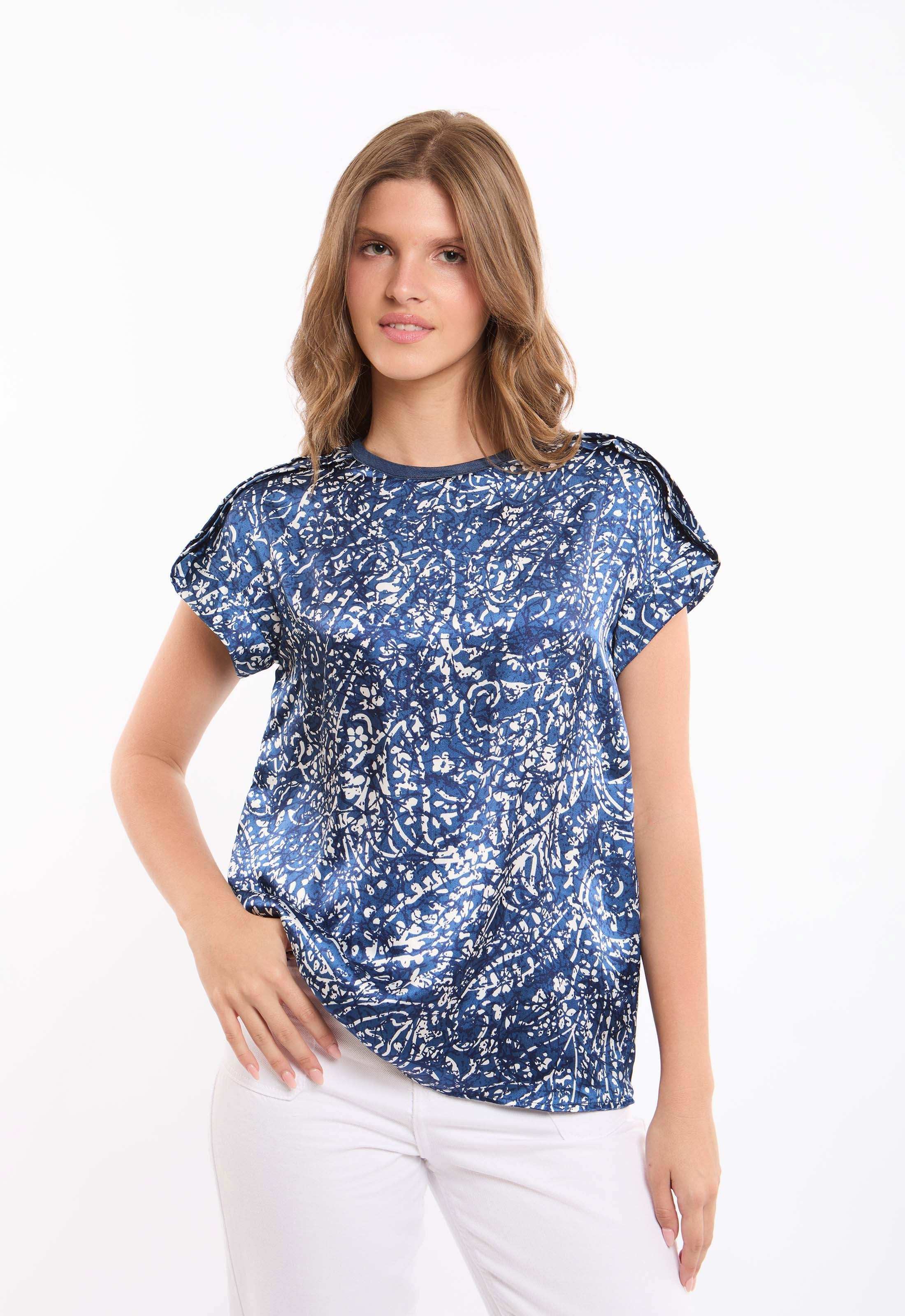 Patterned Short Sleeves Lyocell Top