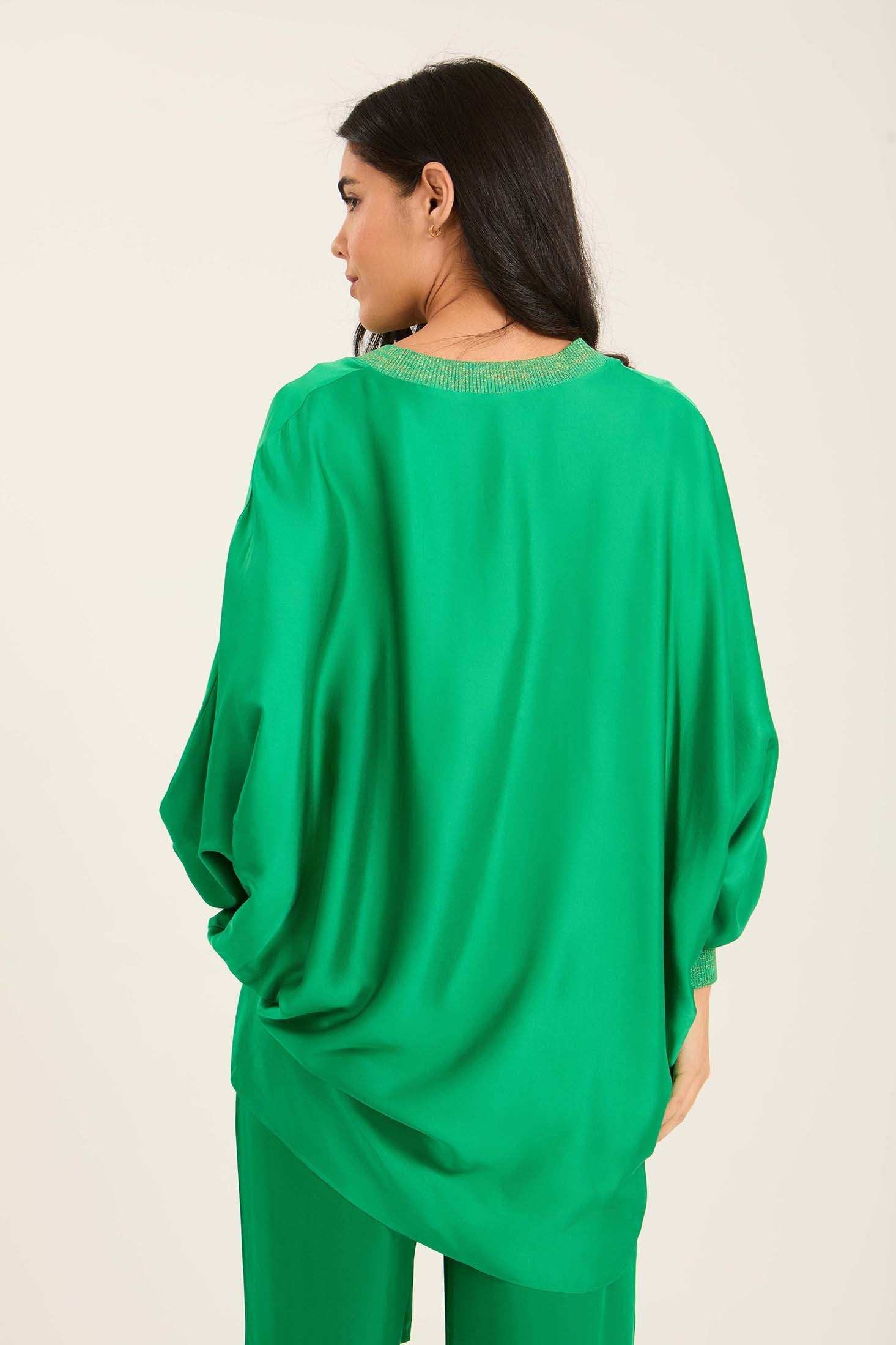 Colorful Ribbed V-Neck Elegant Tunic