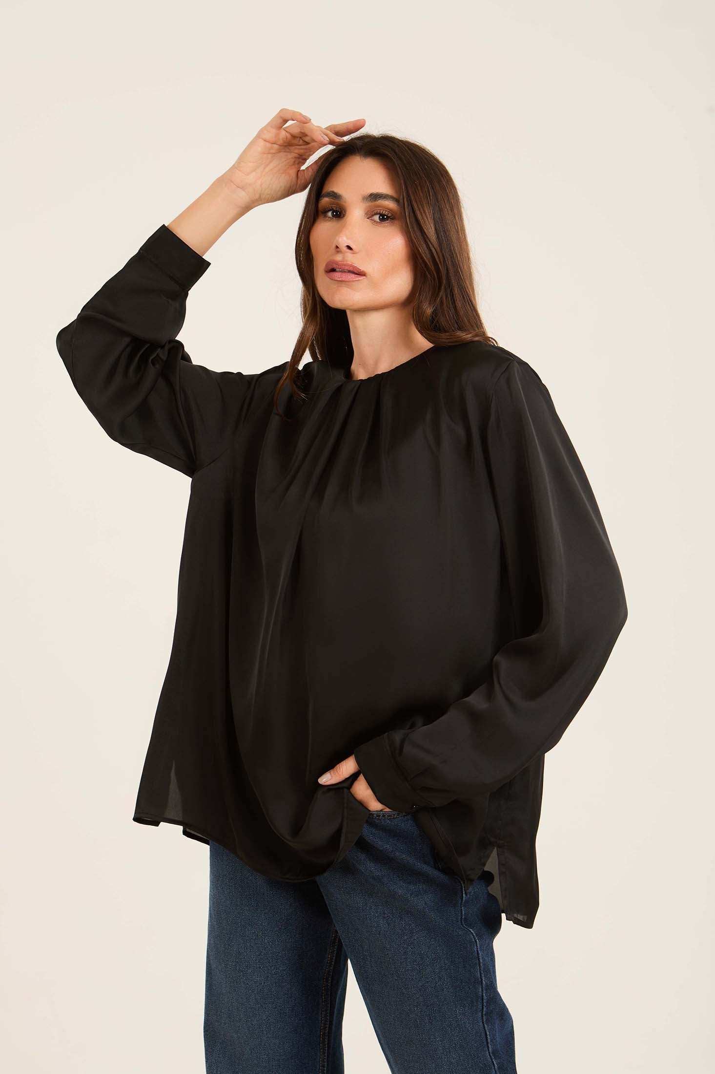 Elegant Pleated Satin Blouse
