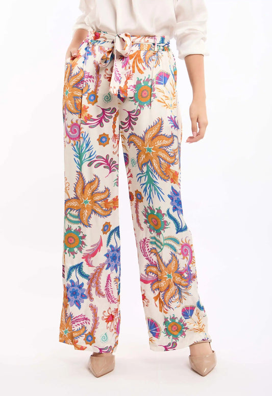 Vibrant Floral Wide-Leg Pants