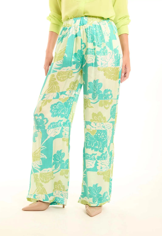 Slip On Elastic Waist Floral Pants