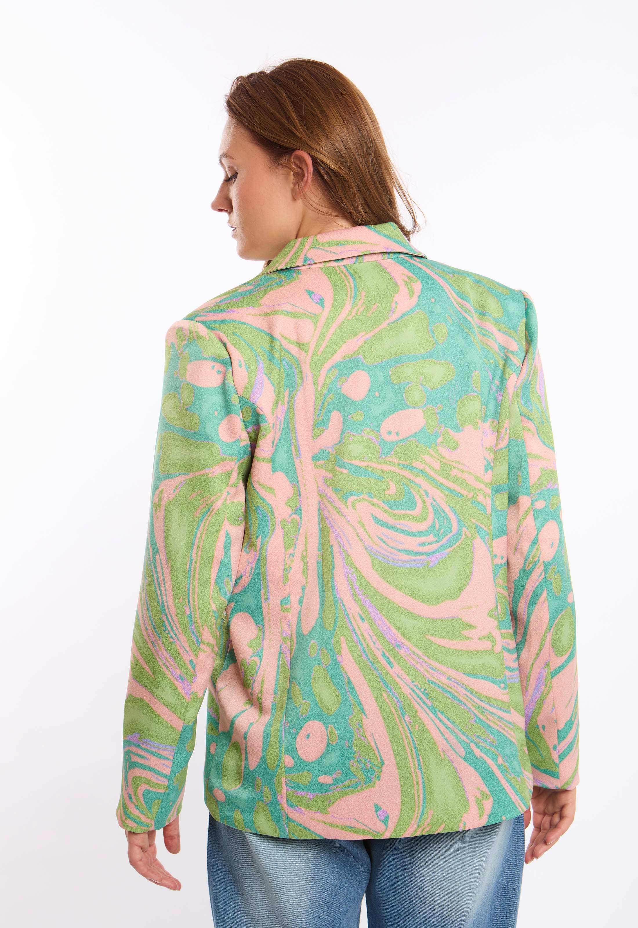 Marble-Print Tailored Blazer
