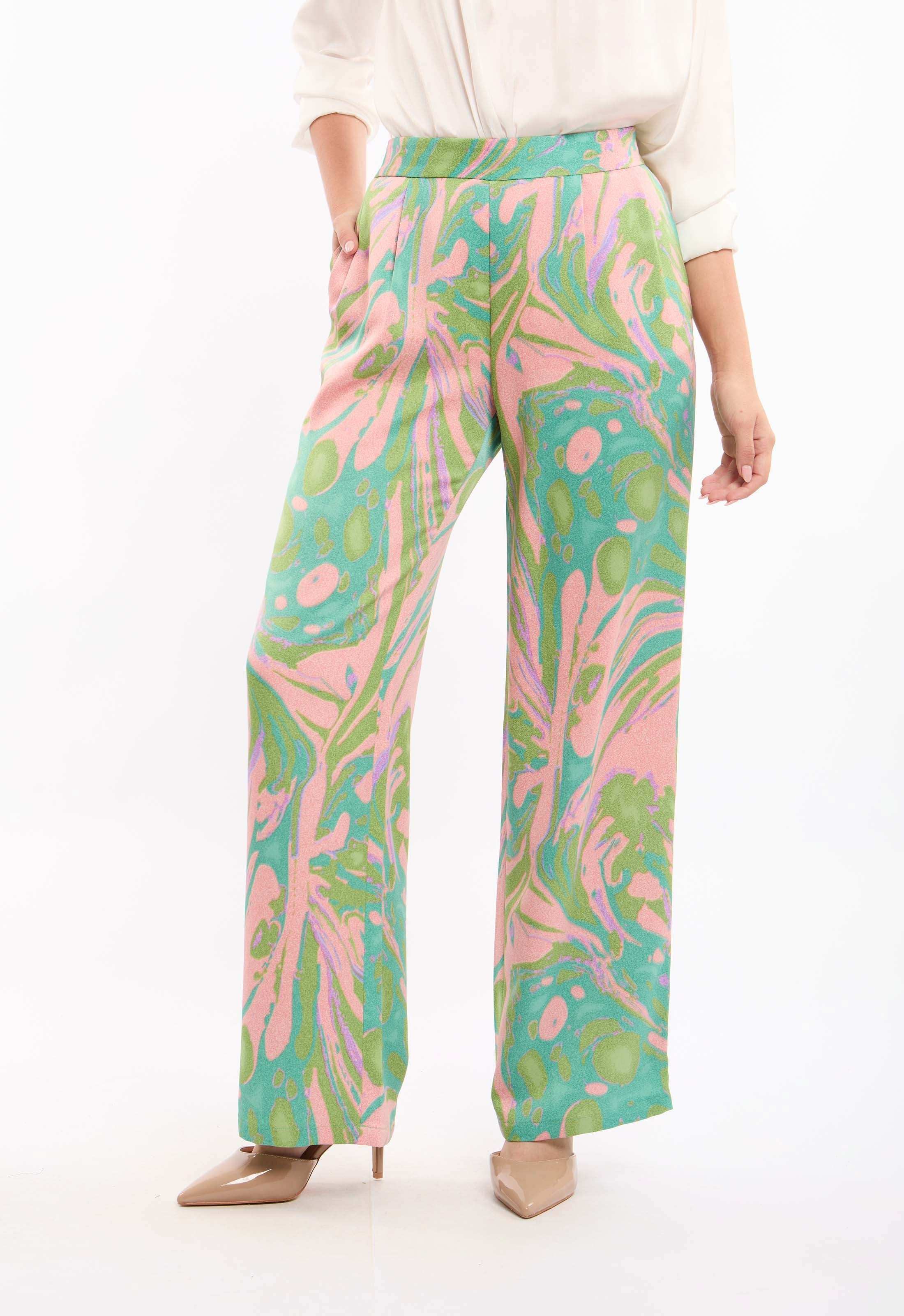 Wide-Leg Pants with Artistic Print