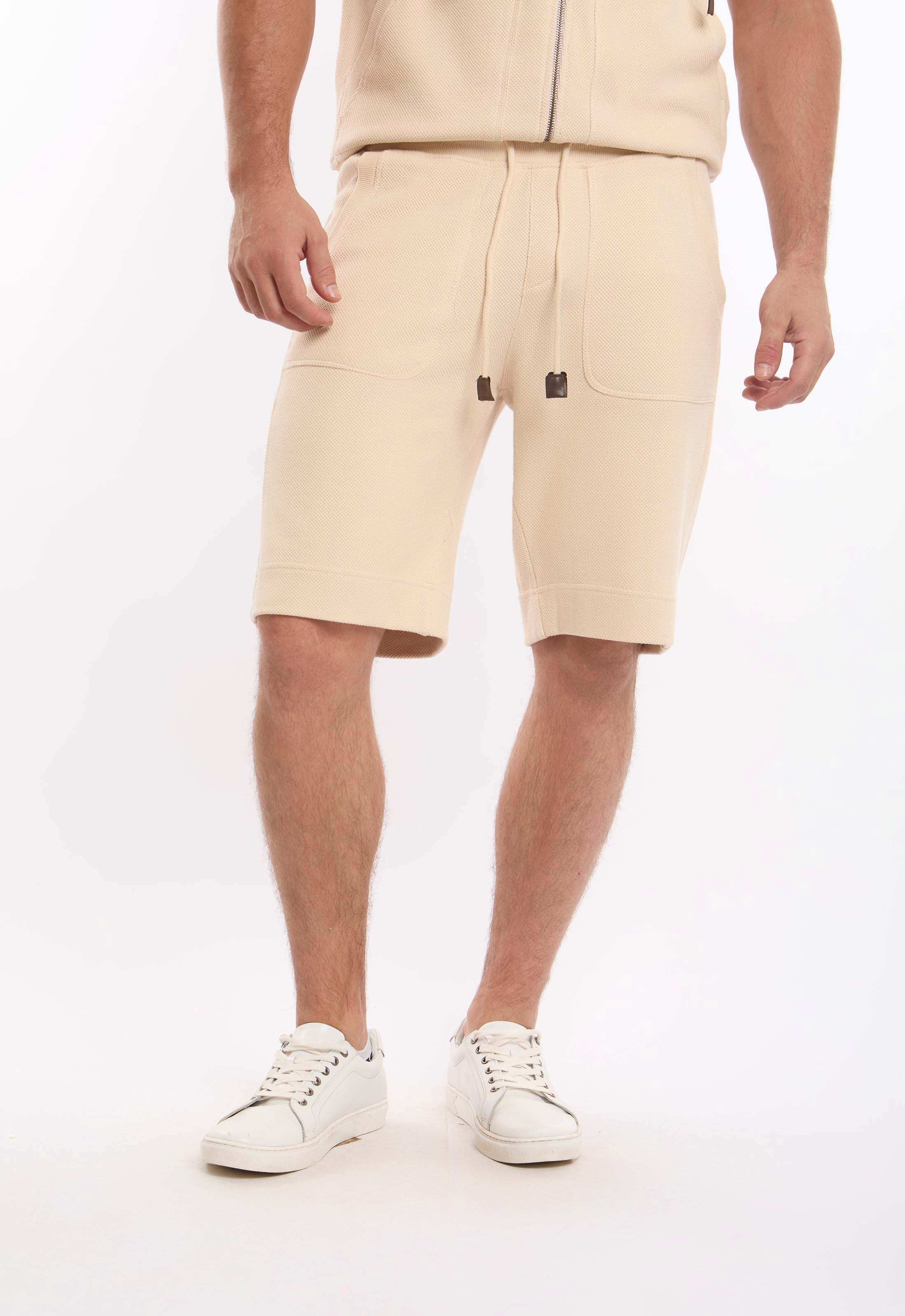 Men Vest Zipper & Shorts Bundle Beige