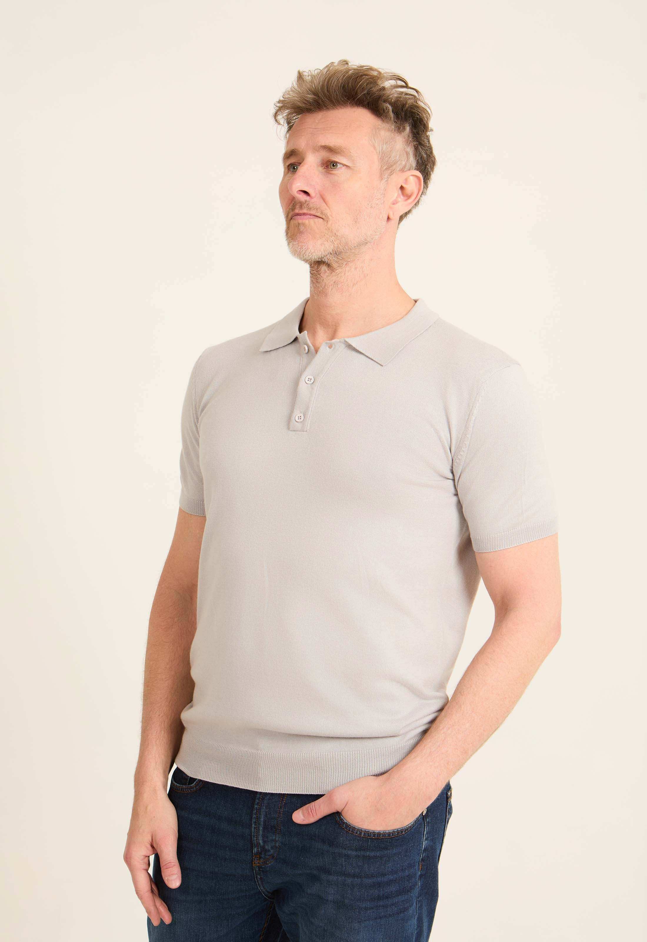 Ribbed Short Sleeves Regular Polo Shirt