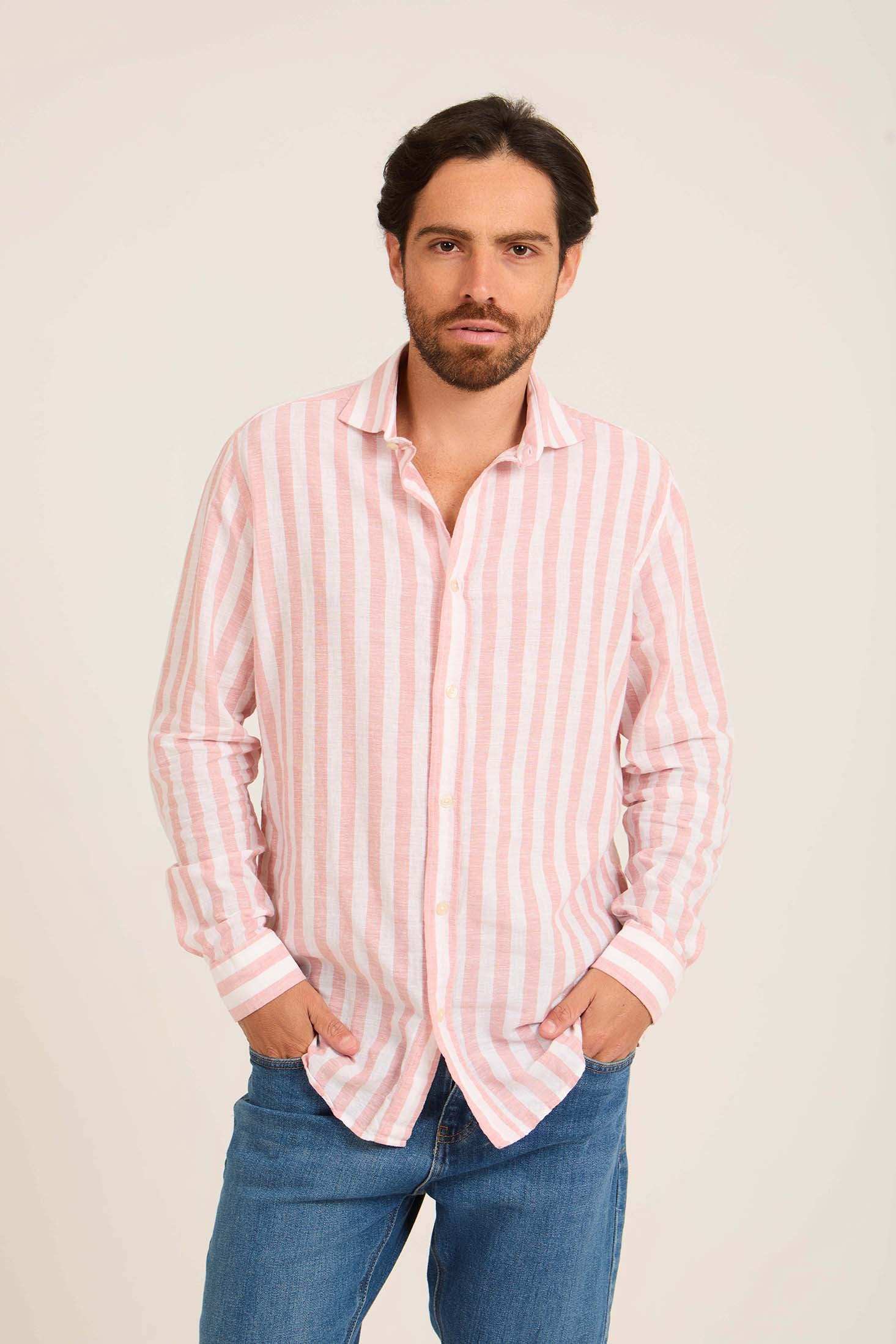 Dual-Tone Striped Long Sleeves Shirt