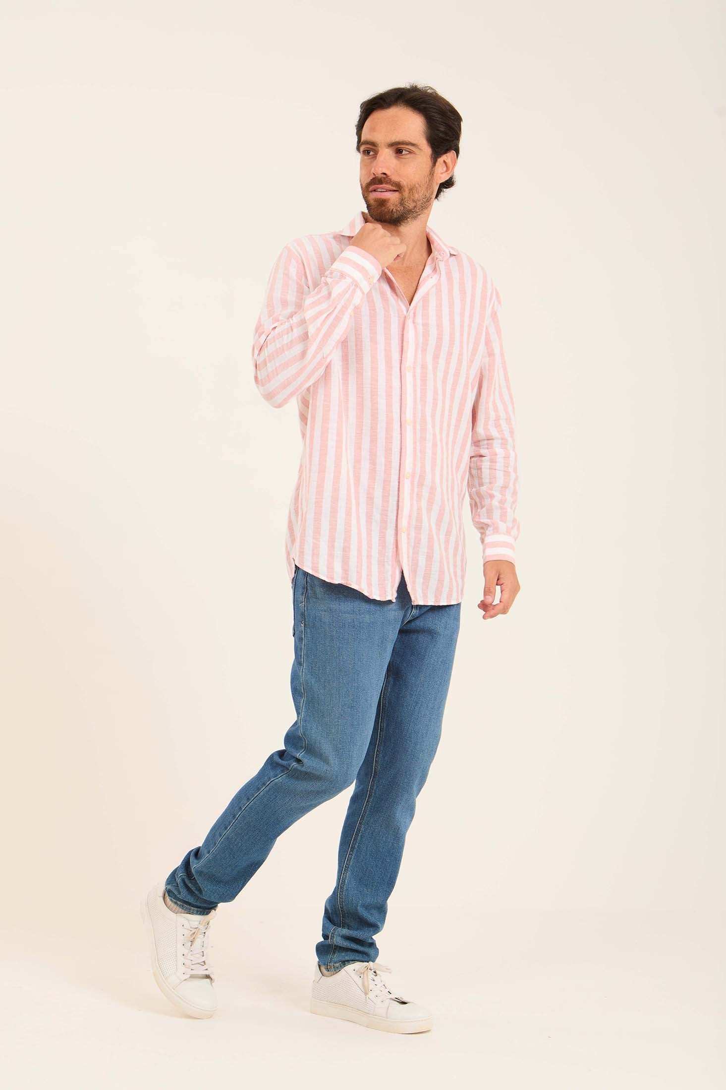 Dual-Tone Striped Long Sleeves Shirt