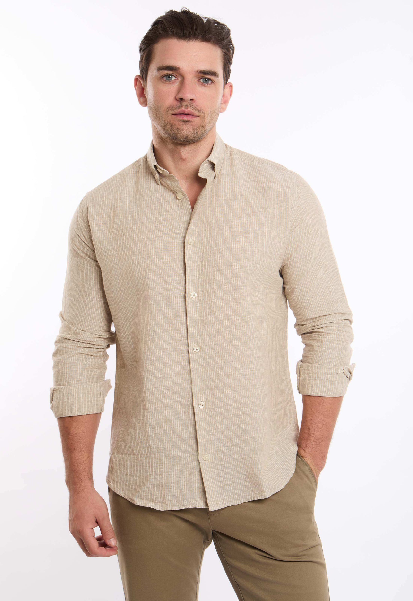 Pencil Stripes Casual Linen Shirt