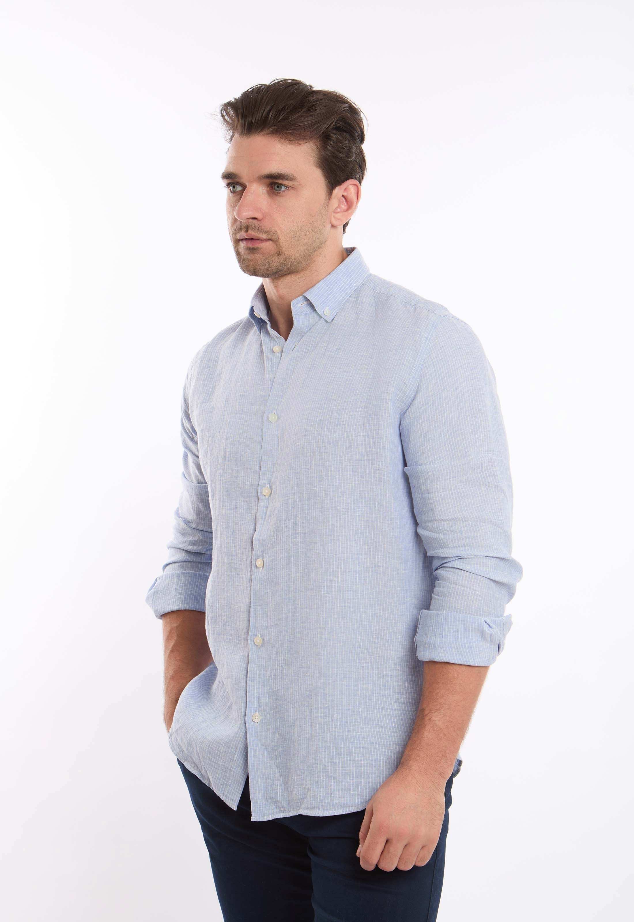 Pencil Stripes Casual Linen Shirt