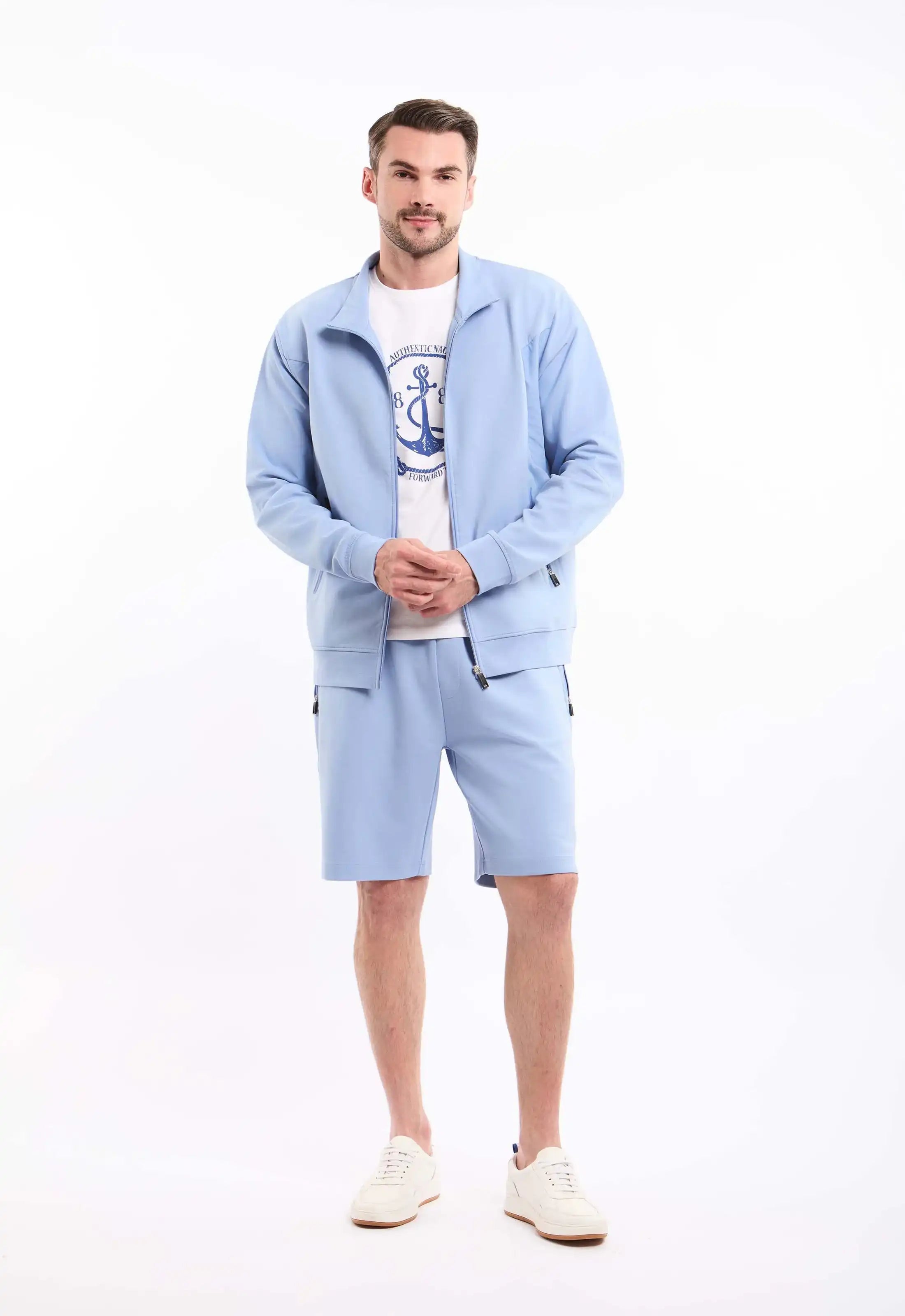 Stand Collar Zipped Solid Jacket