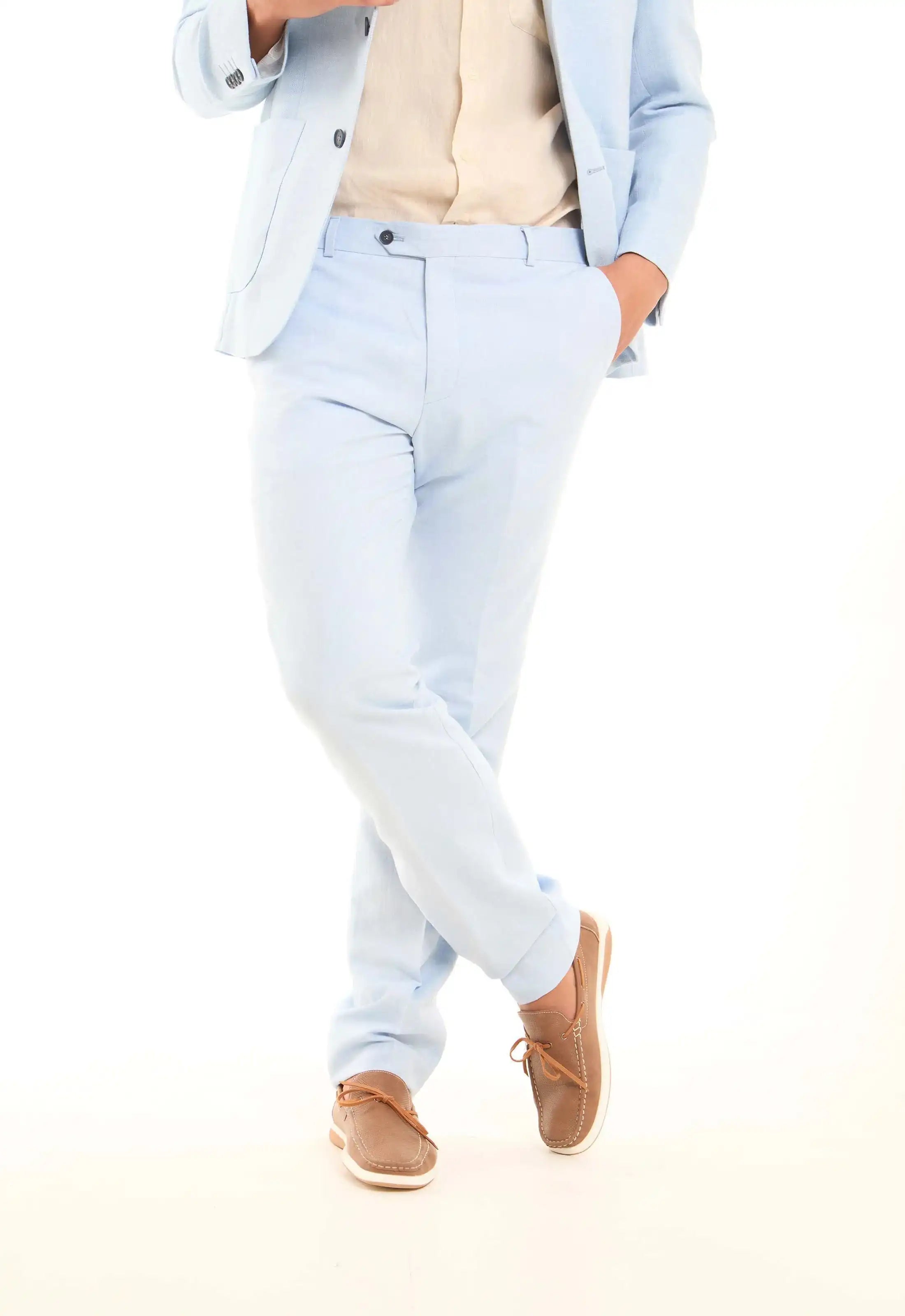 Straight-Leg Linen-Cotton Trousers