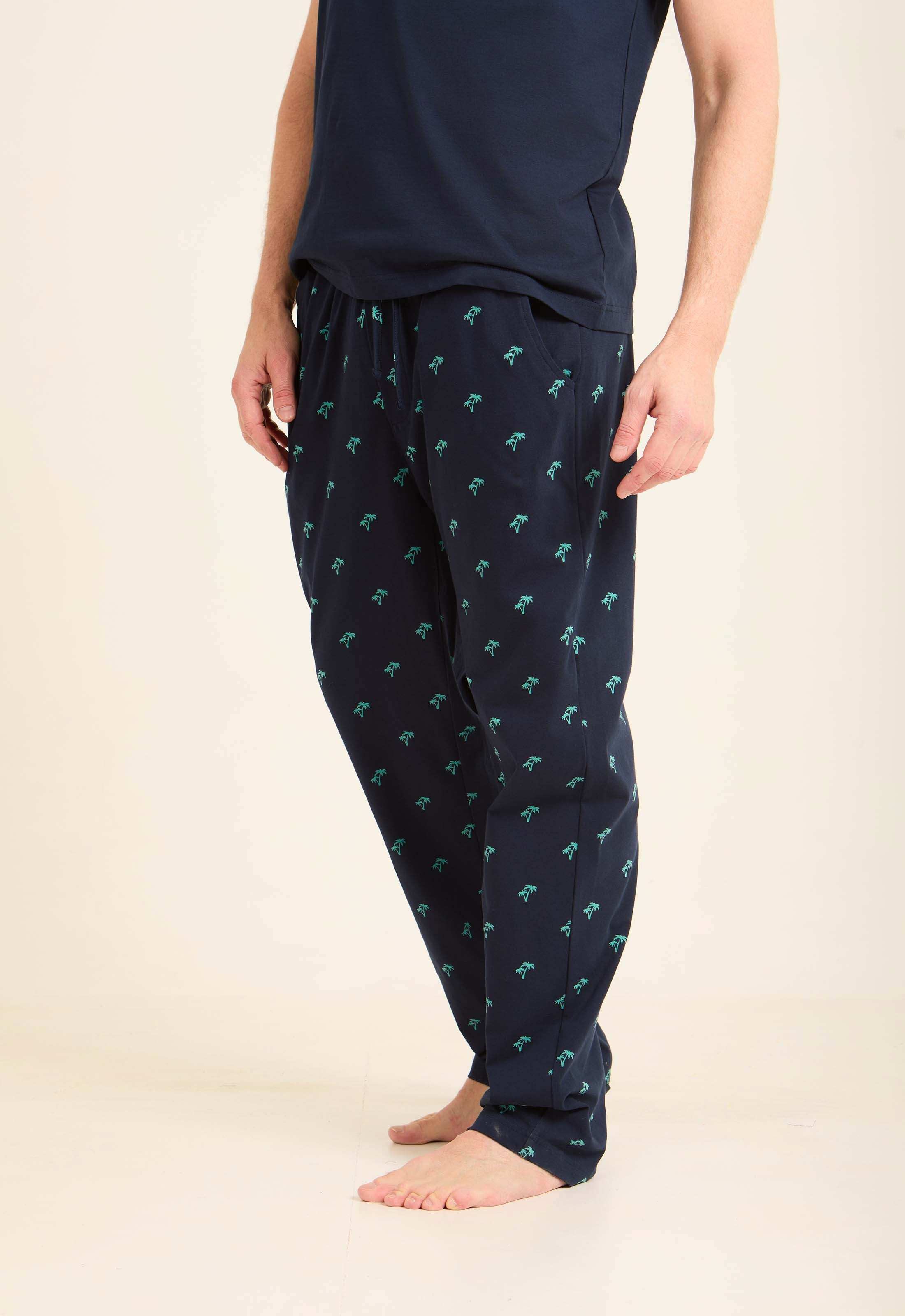Printed Tee & Patterned Pants Comfy Pajama Set