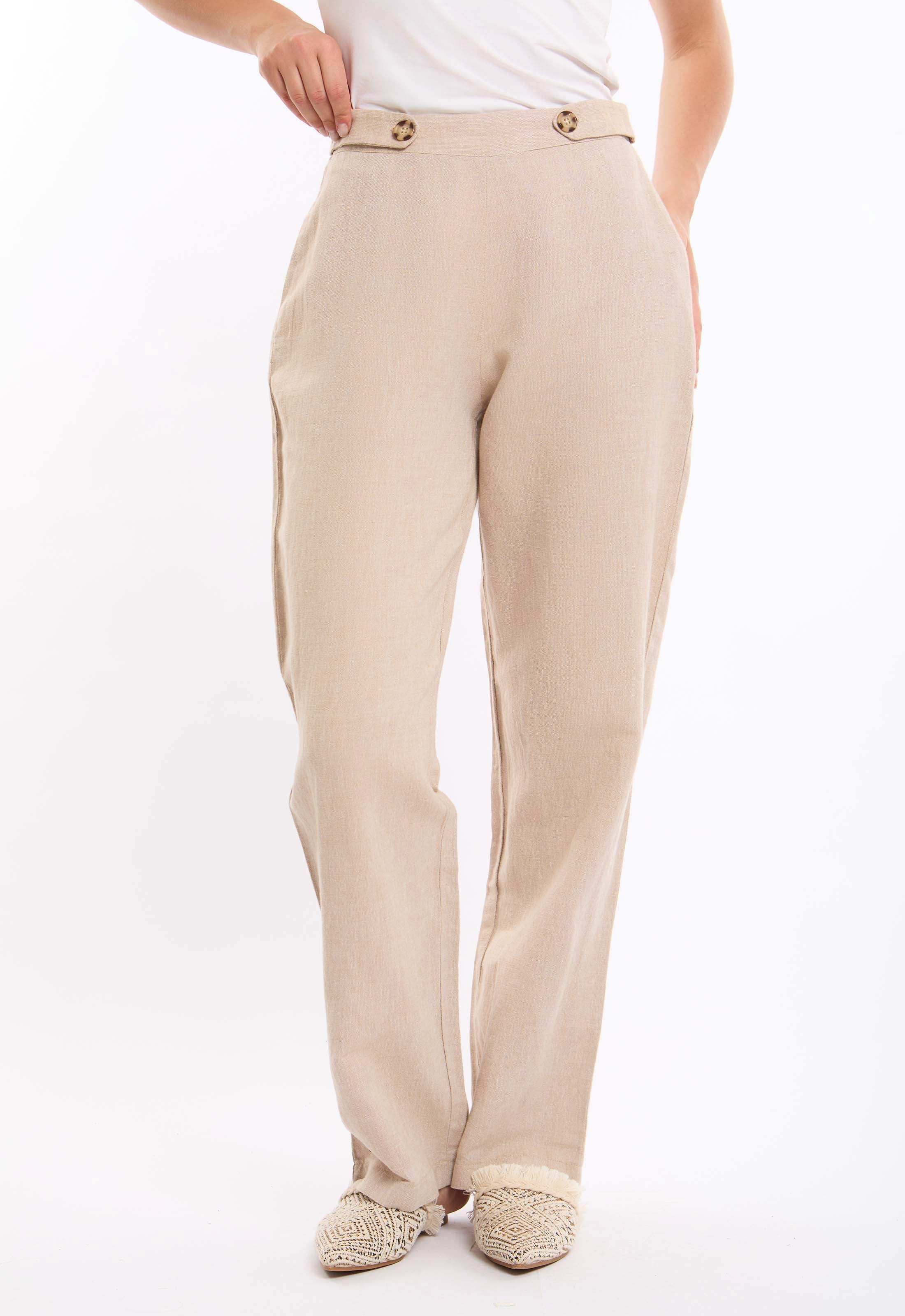 Cotton-Linen Straight Pants