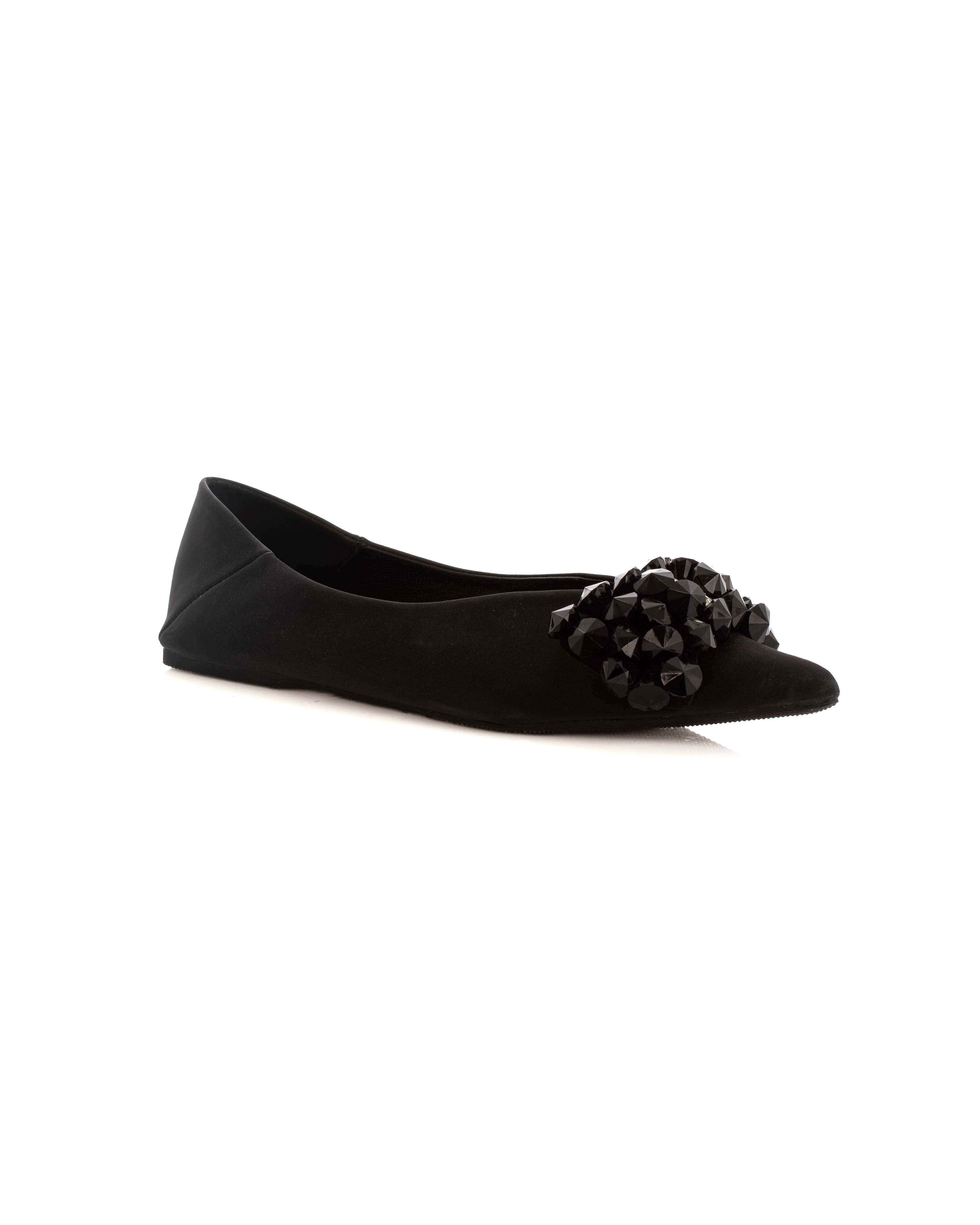 Satin Flats with Gem Cluster Design
