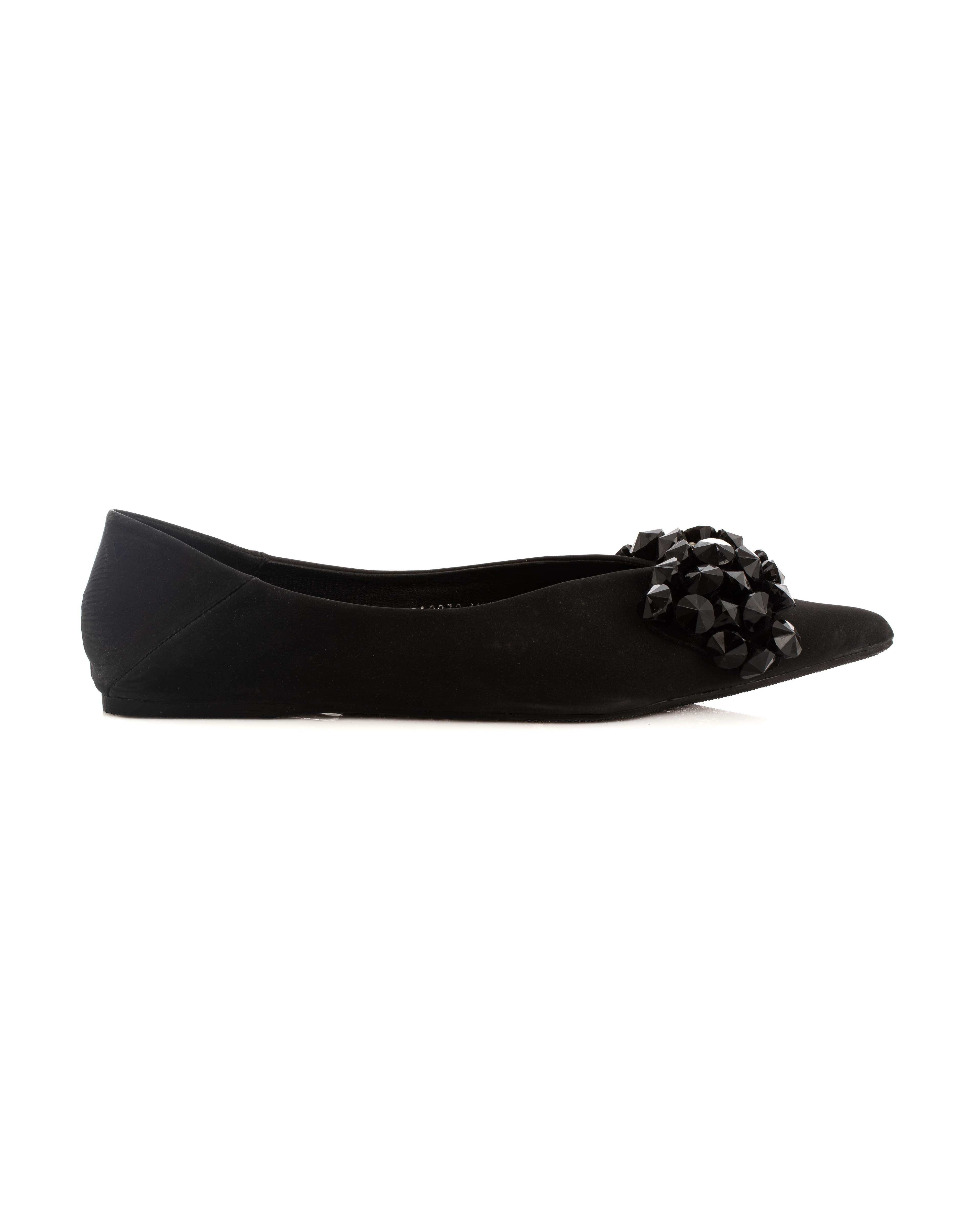 Satin Flats with Gem Cluster Design