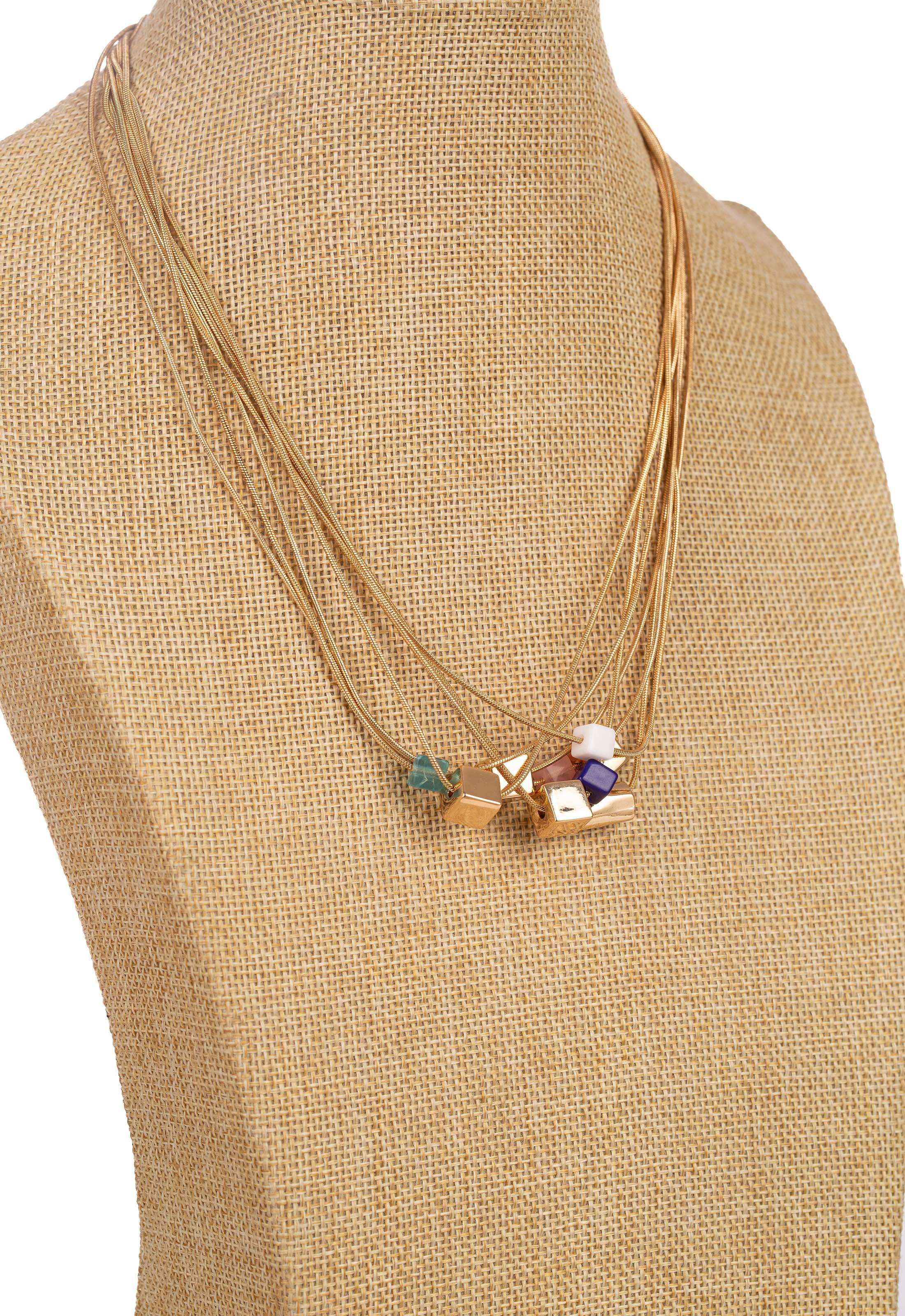 Layered Geometric Bead Necklace Design