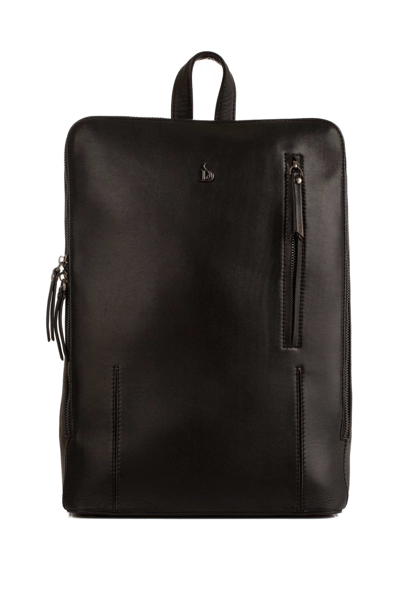 Soft Leather Backpack with Top Zip Closure