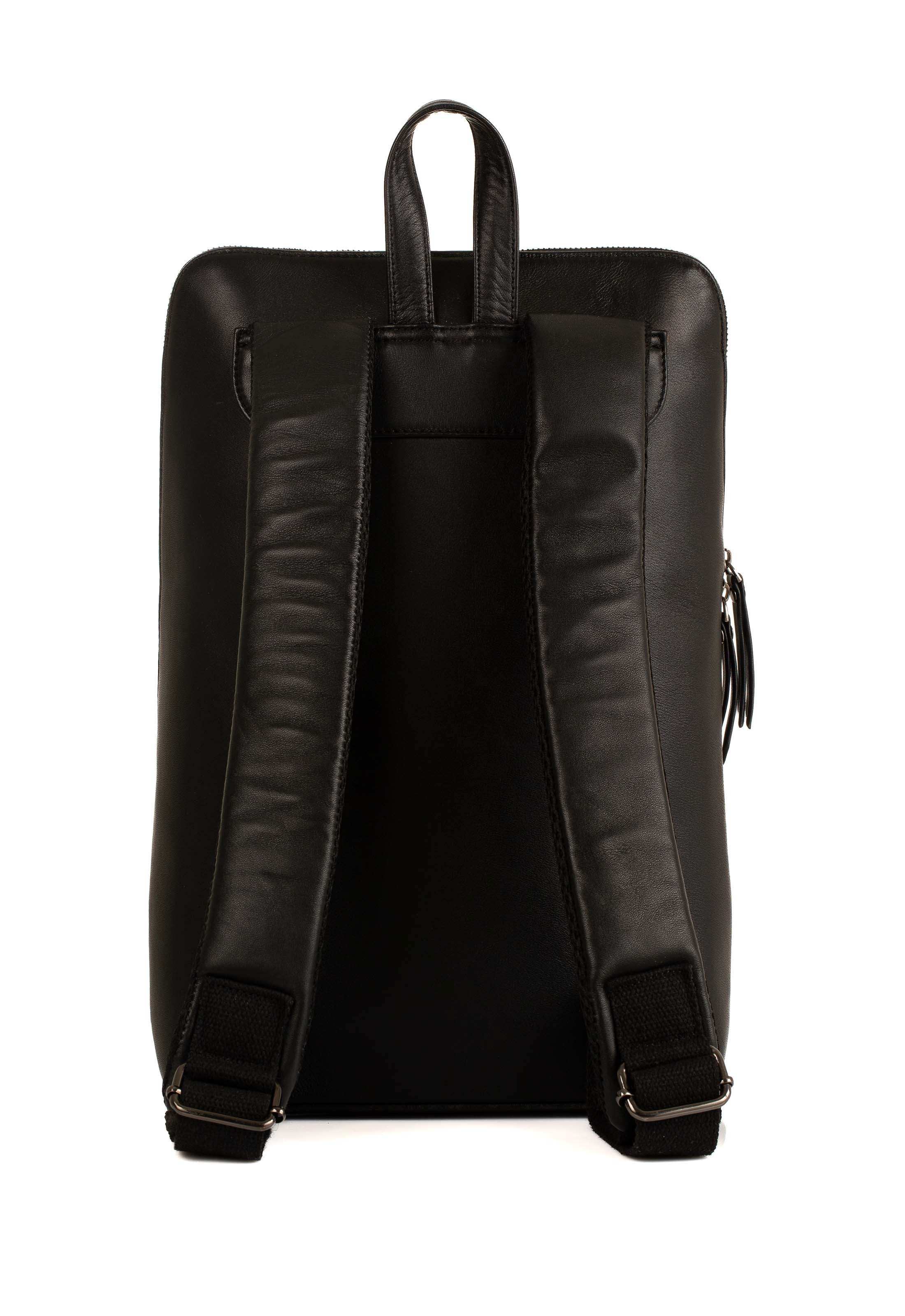 Soft Leather Backpack with Top Zip Closure