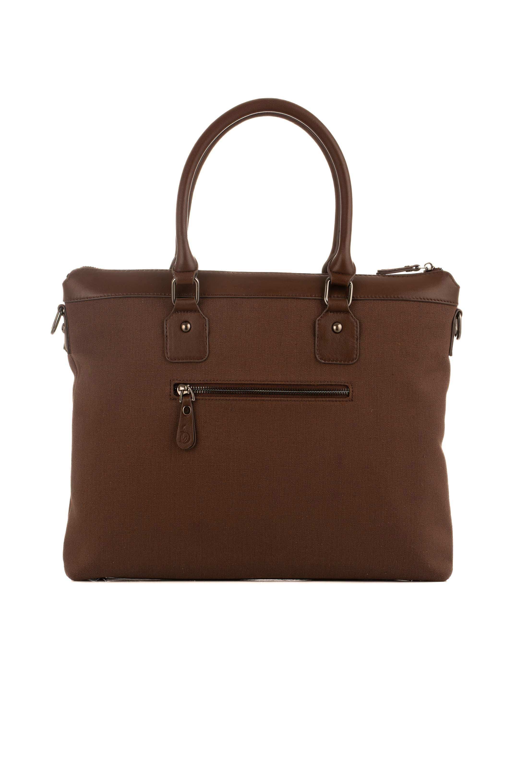 Top-Handle Cloth & Leather Laptop Bag