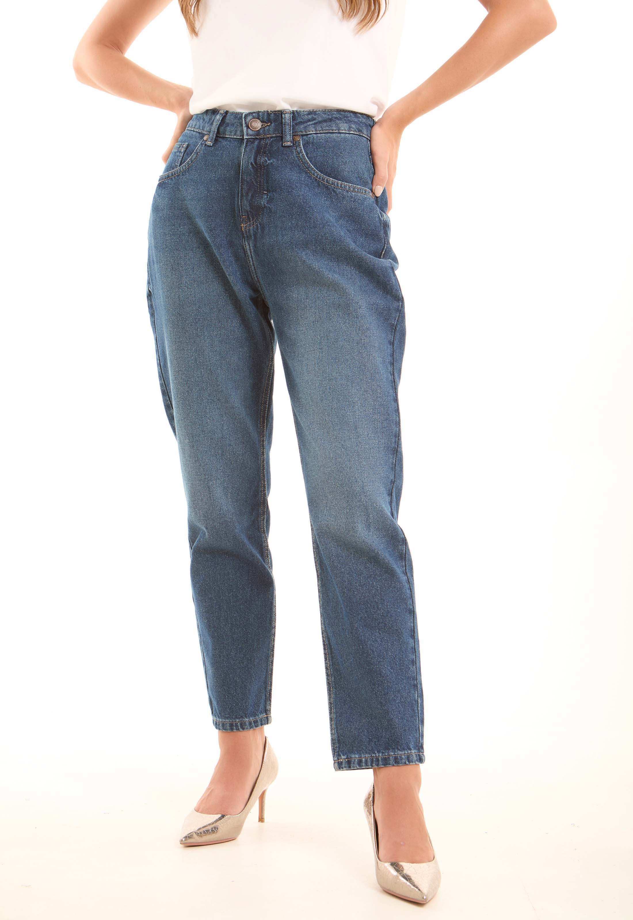 Washed Blue Straight-Leg Cotton Pants