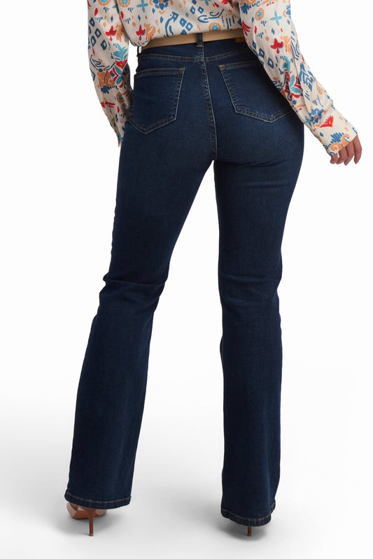 Dark Blue Bootcut Cotton Jeans