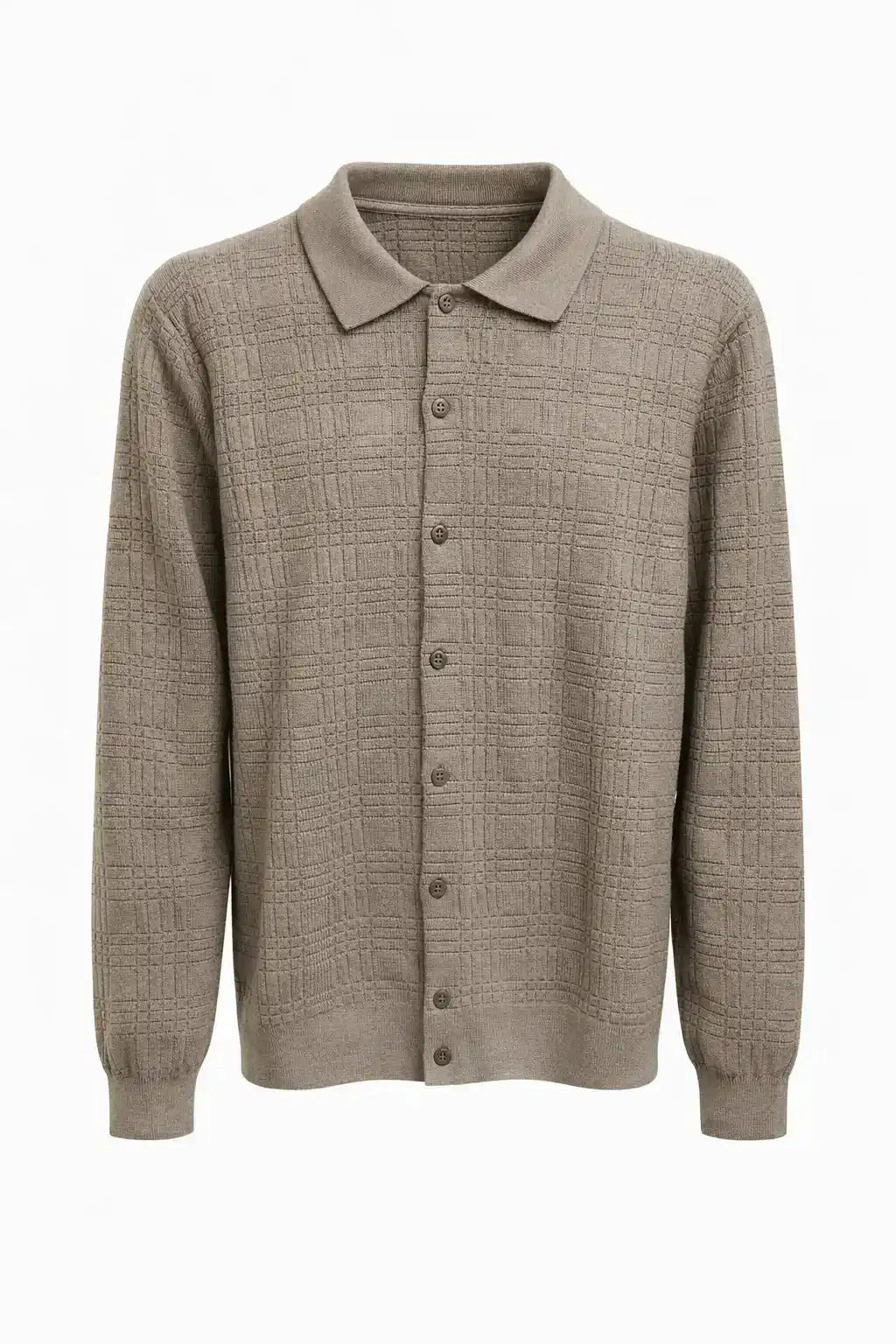 Textured Button-Up Knit Shirt