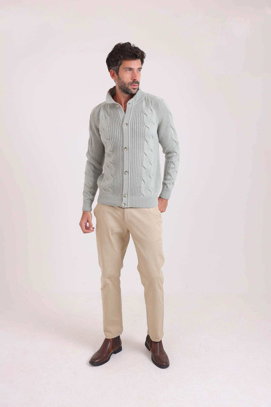 Textured Button-Up Knit Cardigan