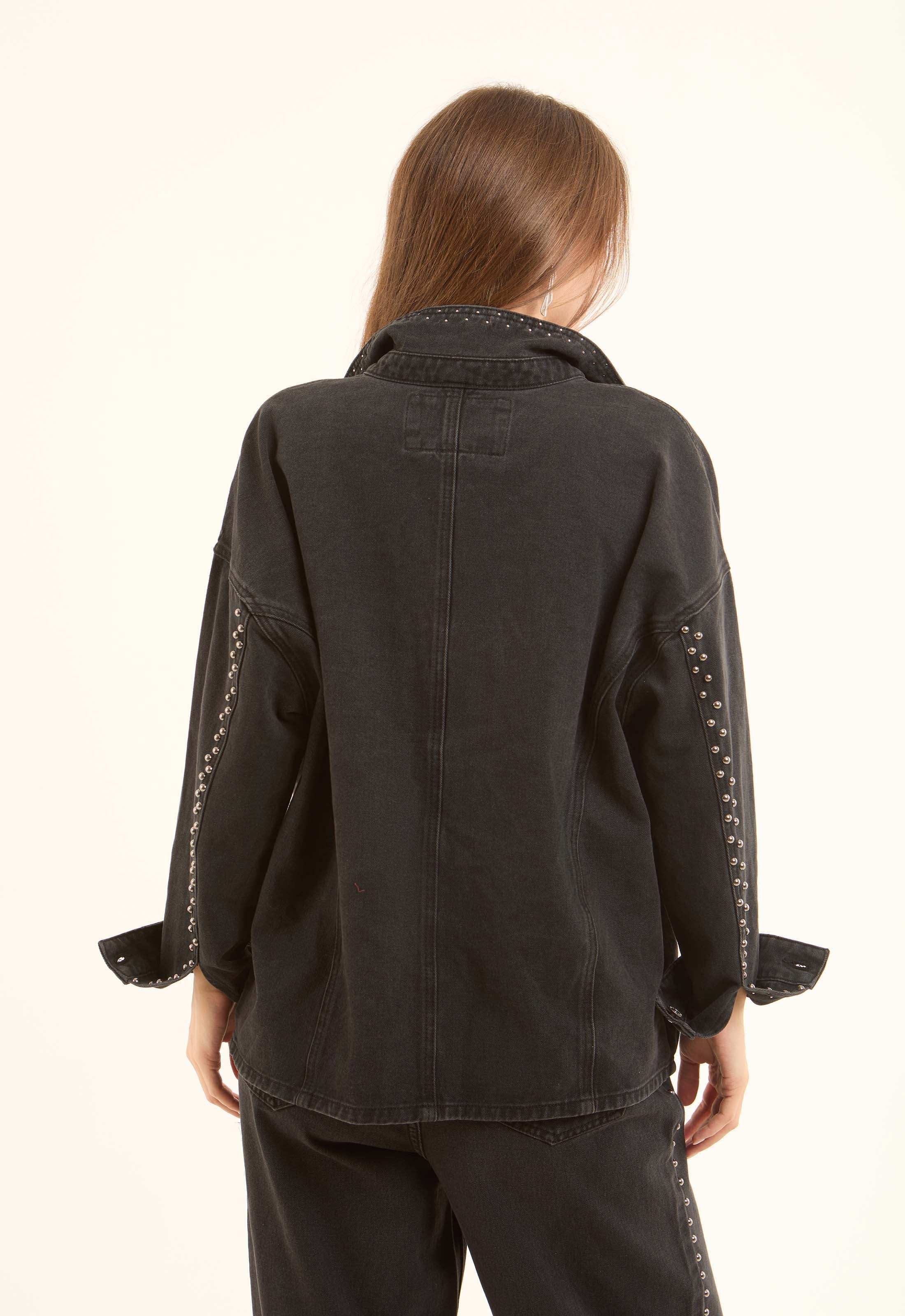 Studded Oversized Denim Overshirt