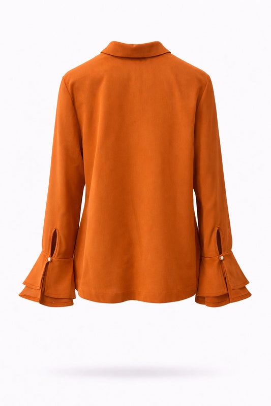 Elegant Satin Draped Blouse