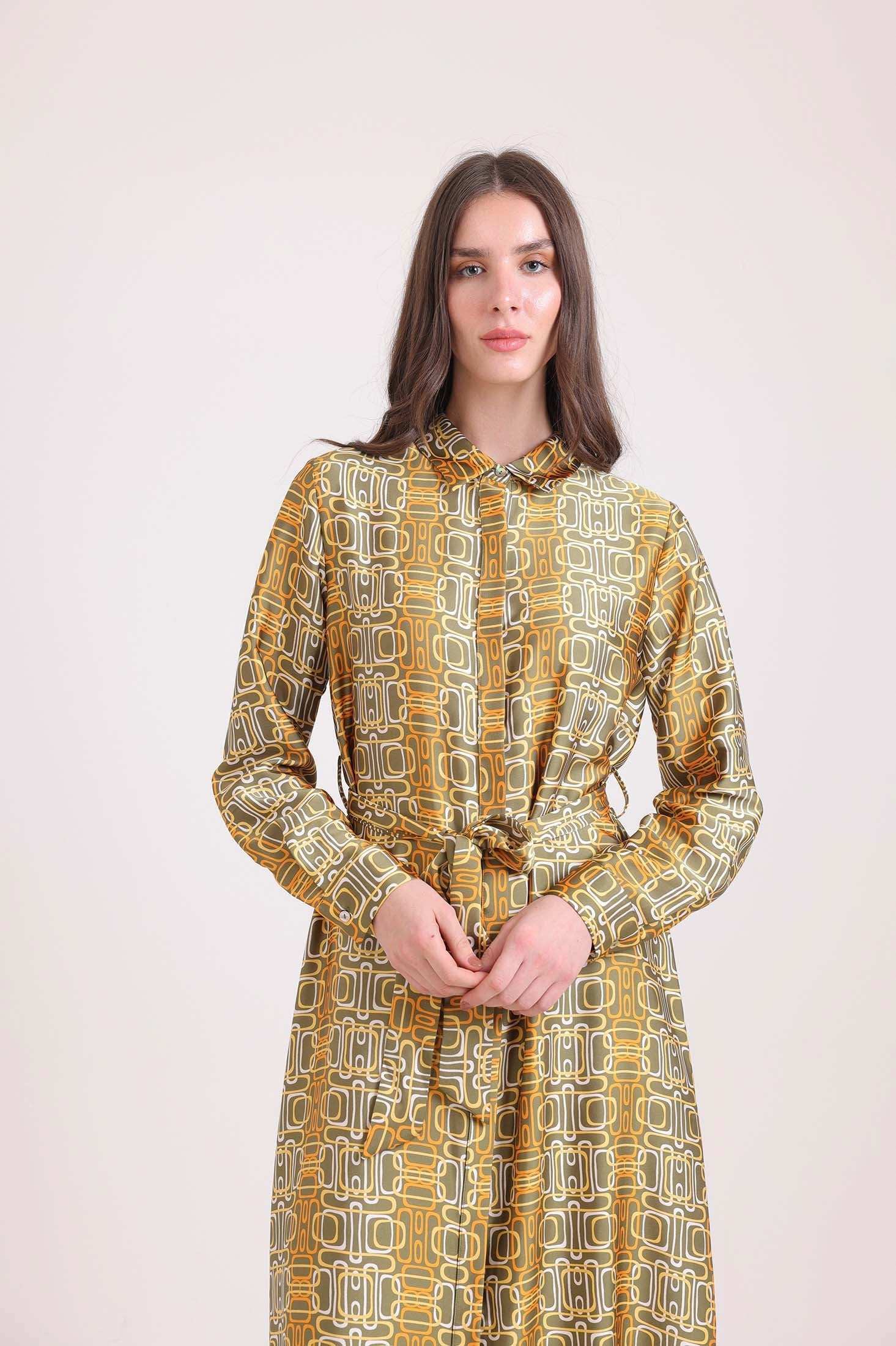 Patterned Long Sleeves Summer Maxi Dress