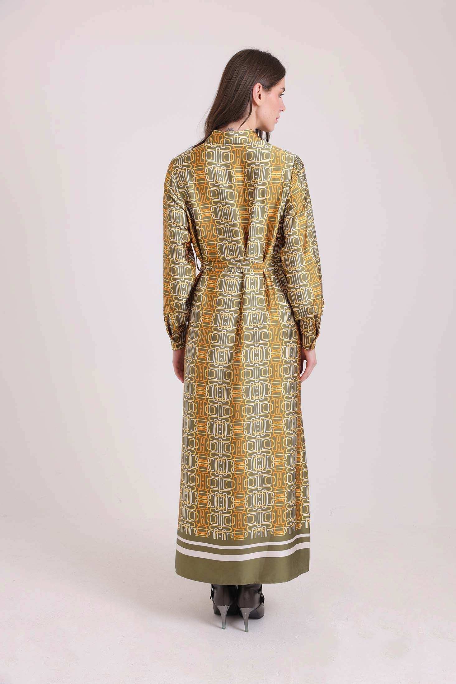 Patterned Long Sleeves Summer Maxi Dress