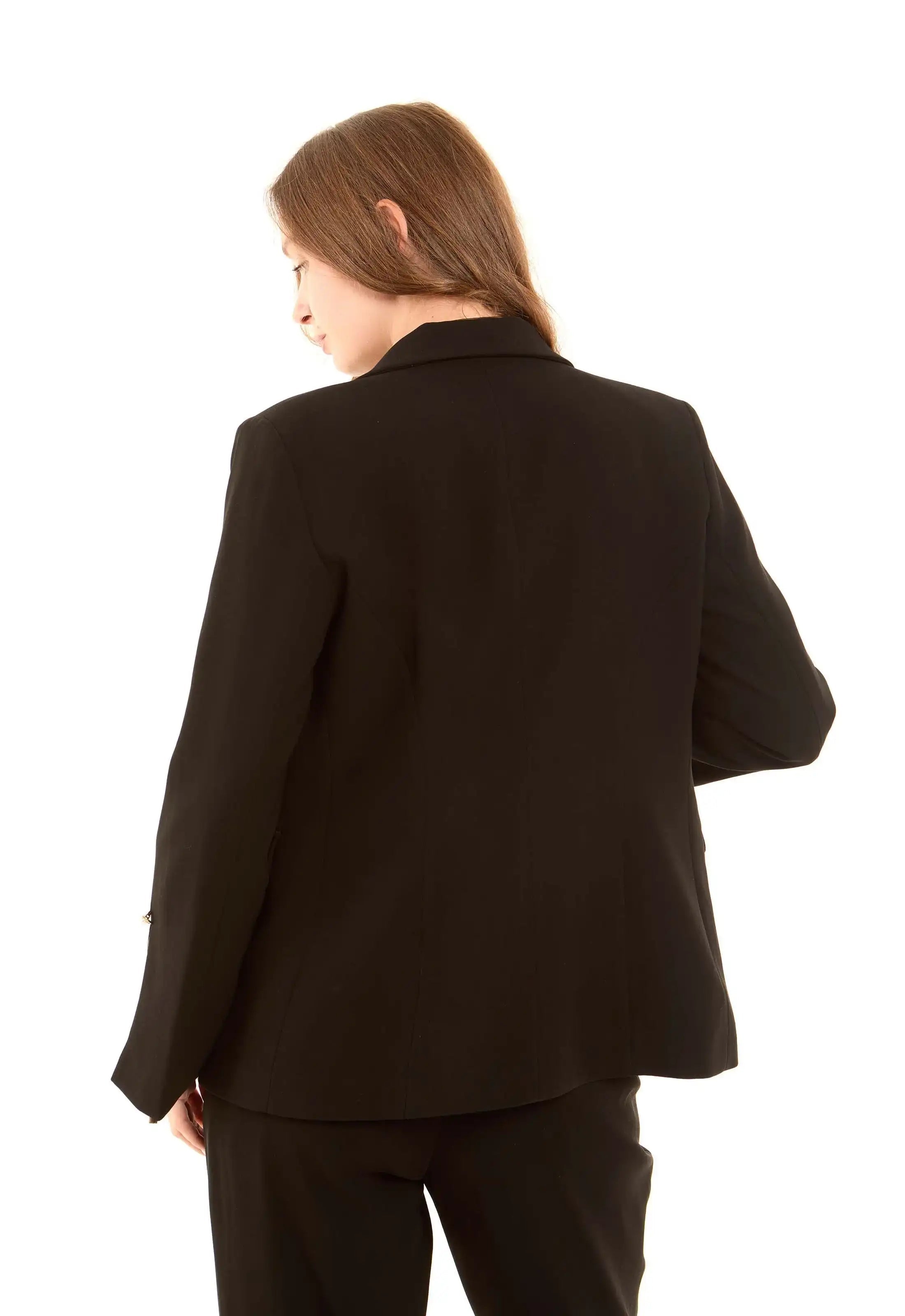 Tailored Polyester Blazer with Sleeve Tie Detail