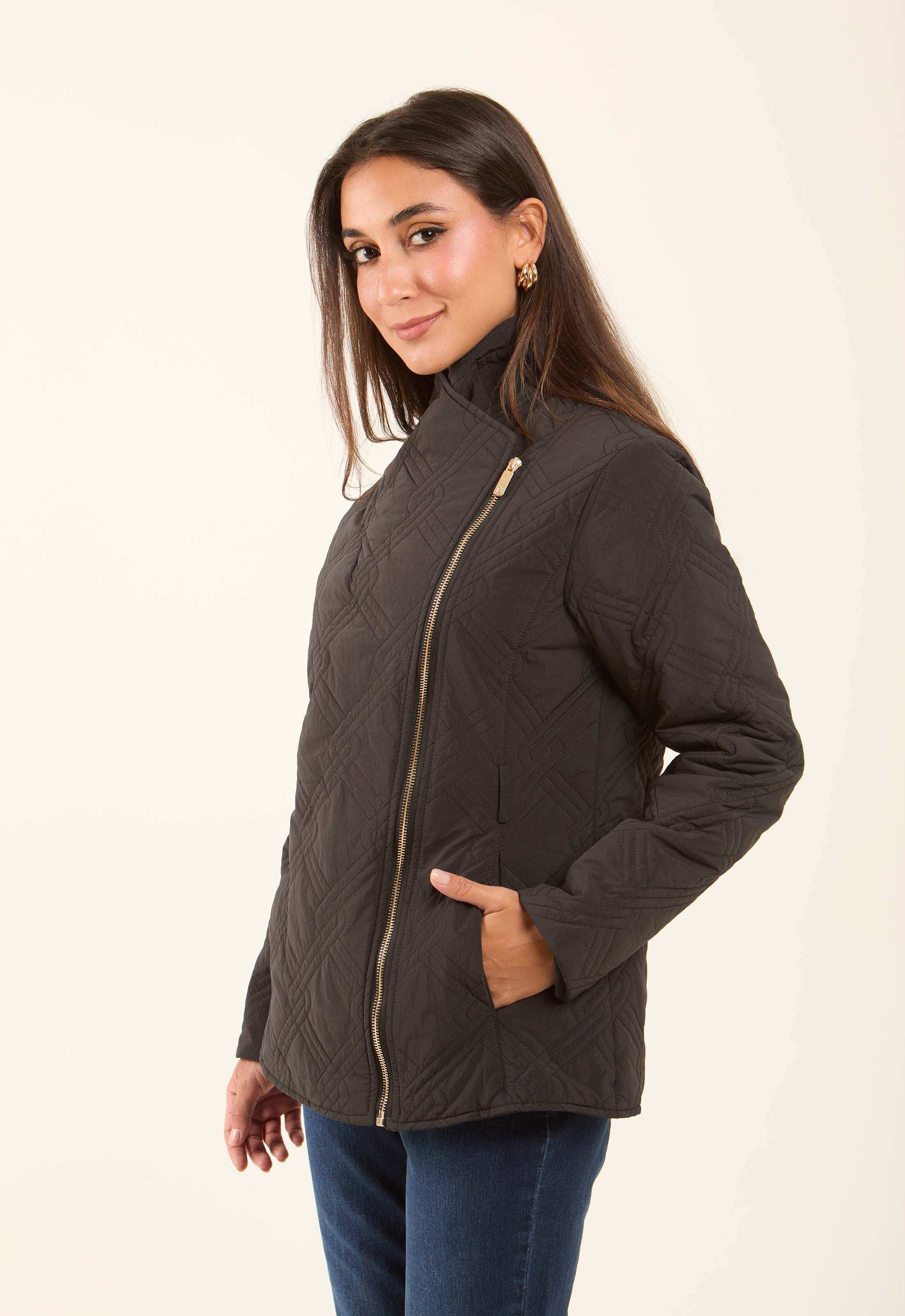 Quilted Asymmetric-Zip Jacket