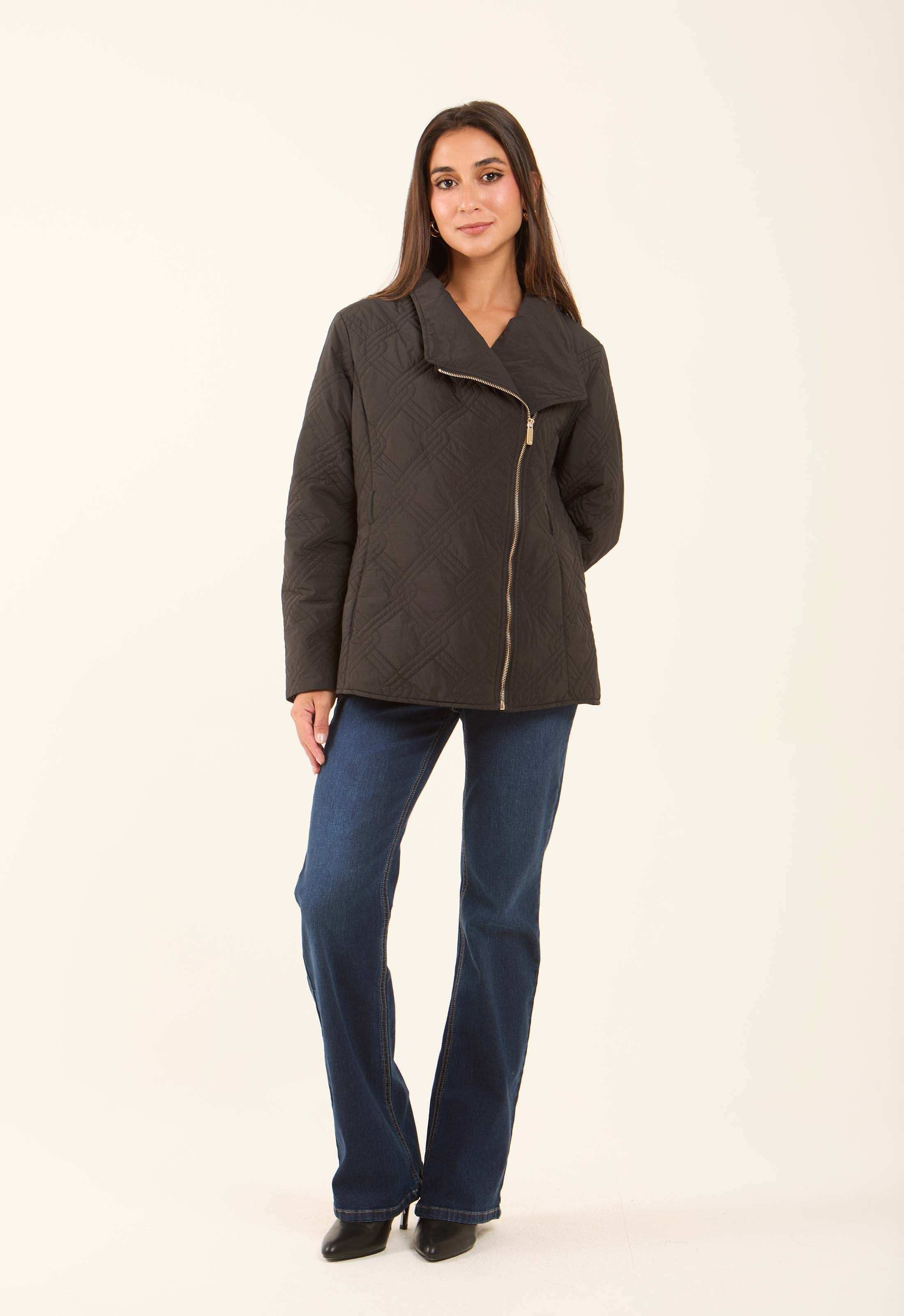 Quilted Asymmetric-Zip Jacket