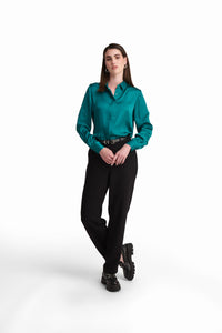 Satin Button-Down Shirt