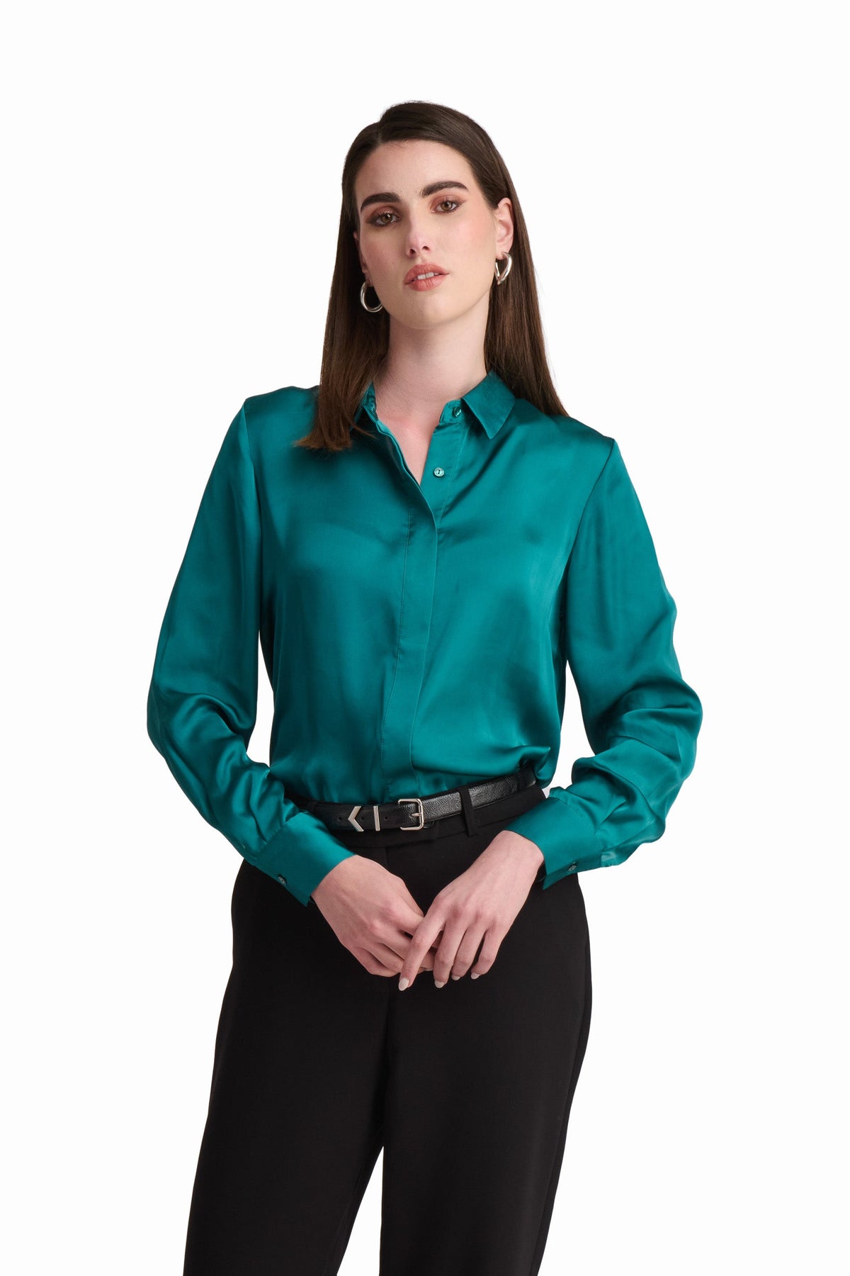 Satin Button-Down Shirt