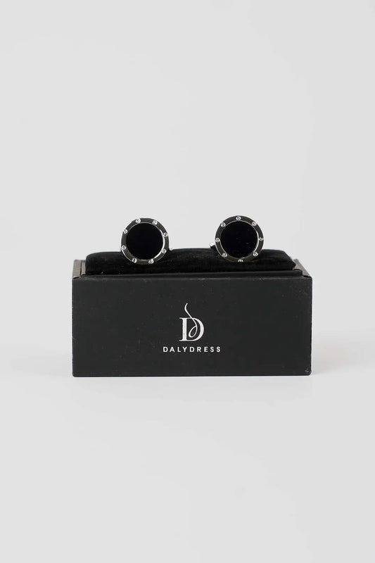 Premium Round Enamel-Trim Cufflinks