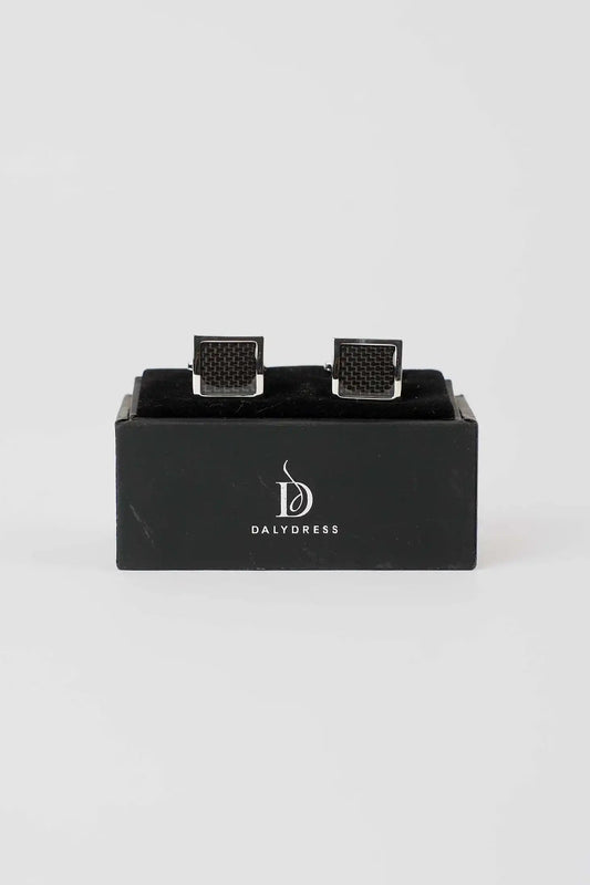 Sophisticated Carbon-Texture Square Cufflinks