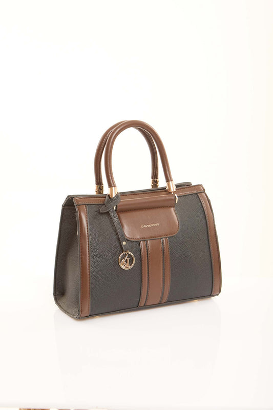 Graphite & Cognac Classic Handbag