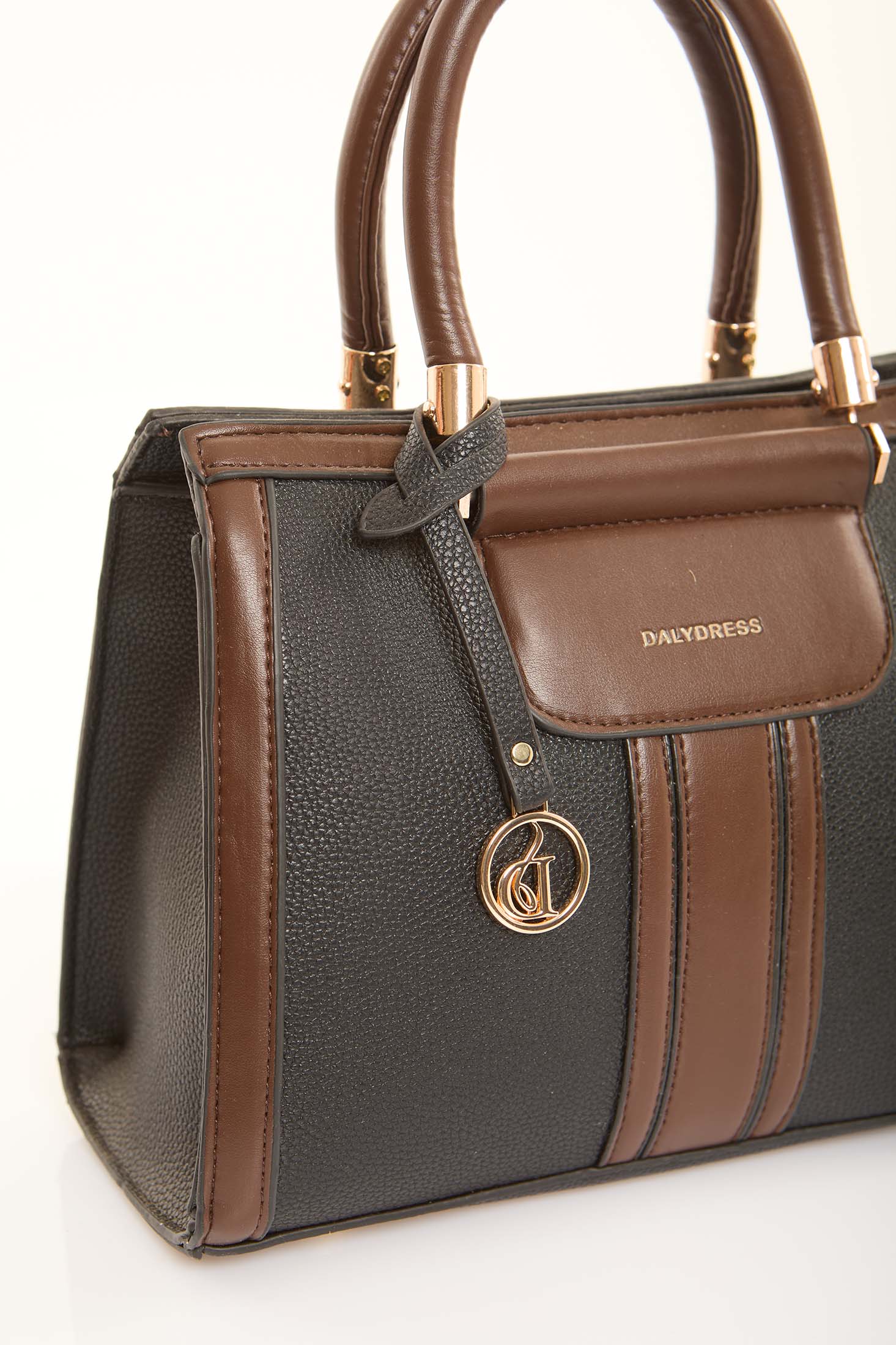 Graphite & Cognac Classic Handbag