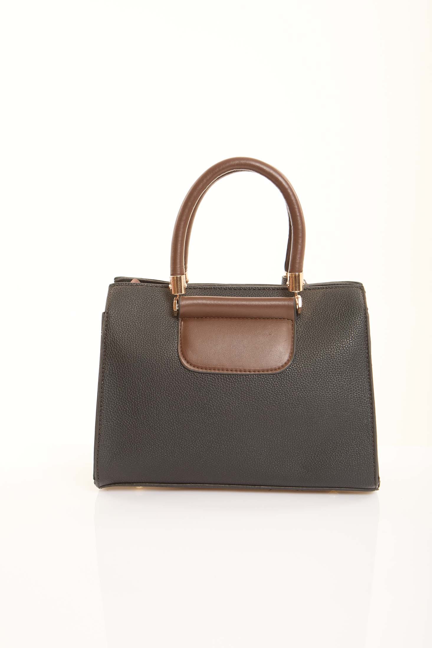 Graphite & Cognac Classic Handbag