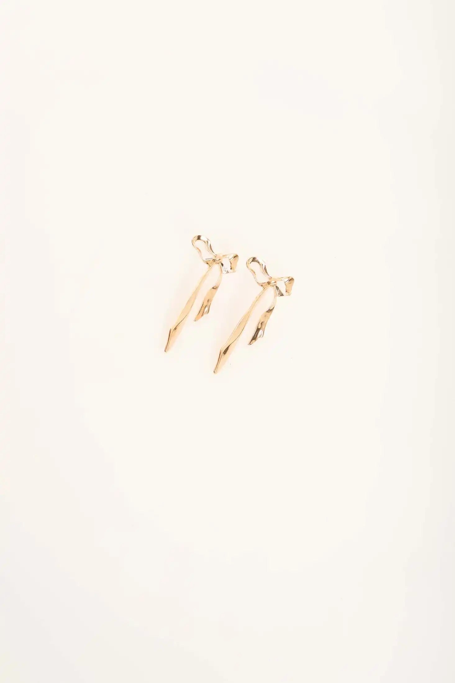 Gold Ribbon Drop Earrings