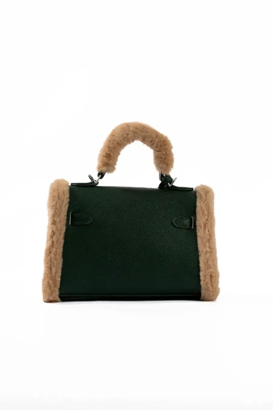 Fur Trim Elevated Top-Handle Bag