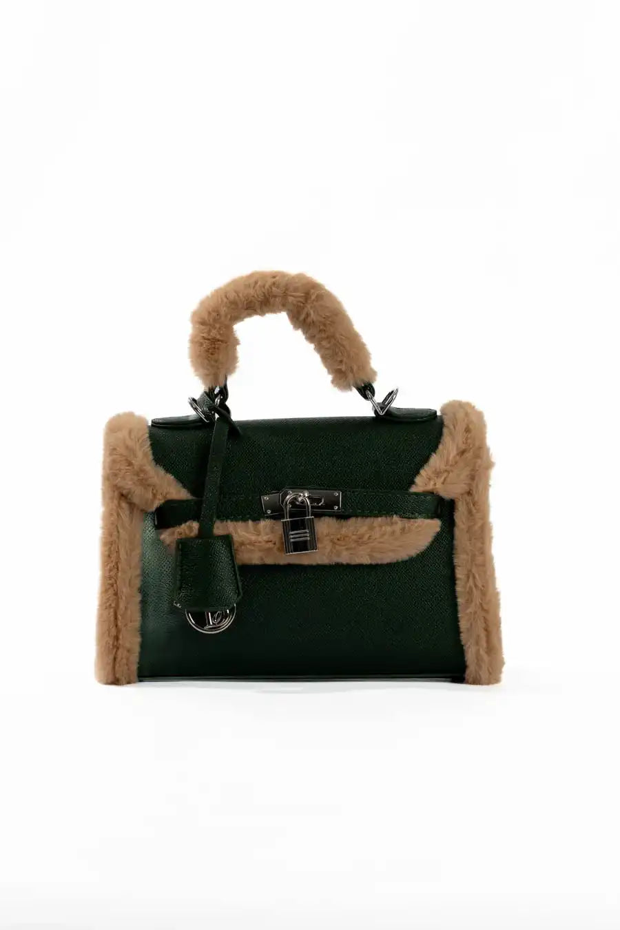 Fur Trim Elevated Top-Handle Bag