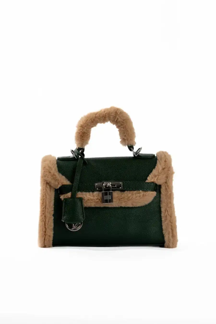 Fur Trim Elevated Top-Handle Bag