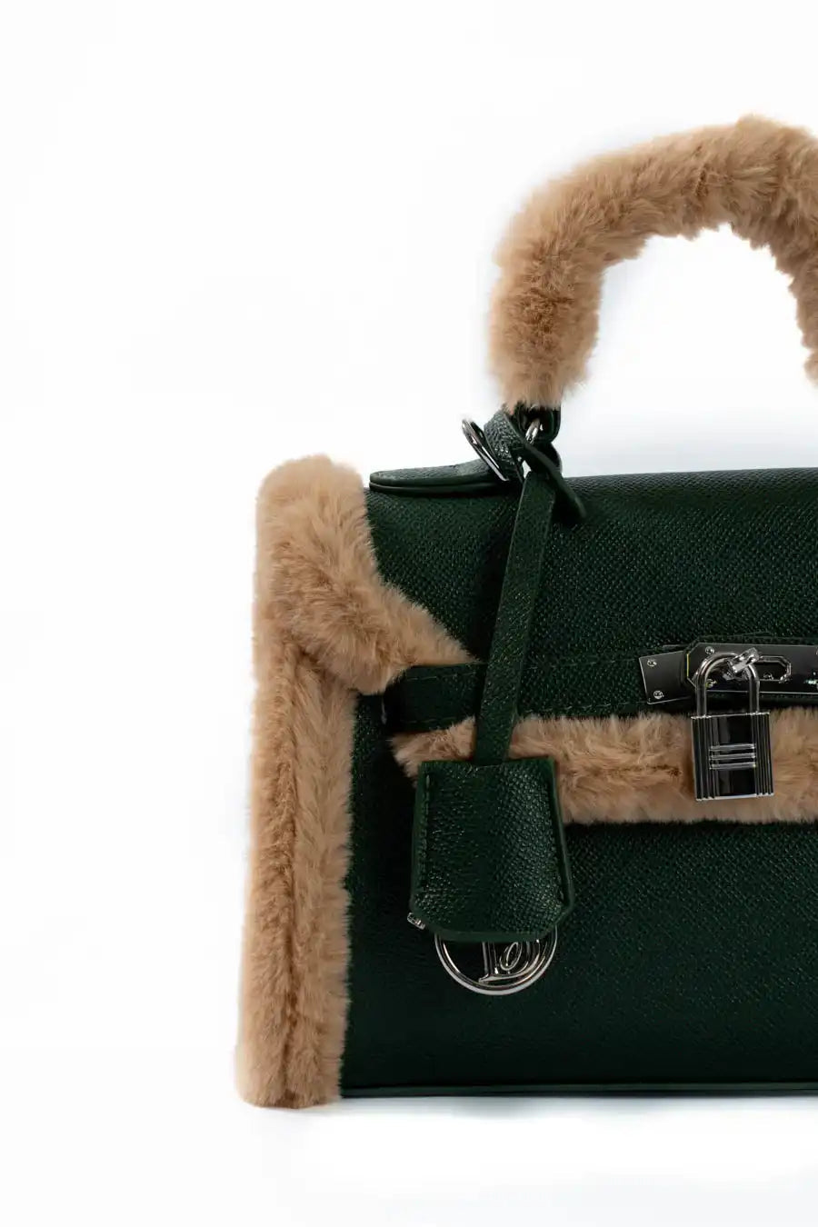 Fur Trim Elevated Top-Handle Bag
