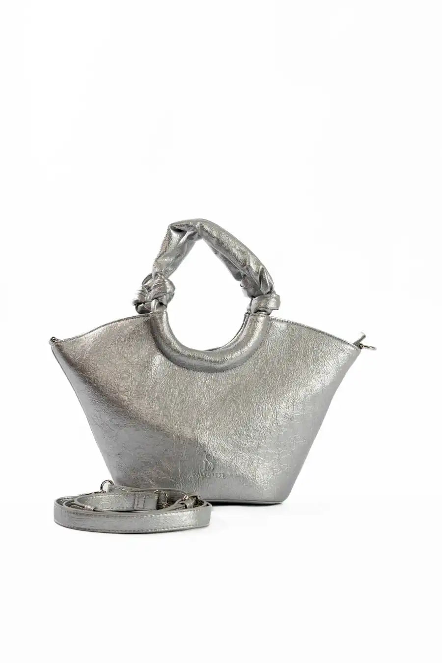 Circular Knotted Handle Leather Handbag